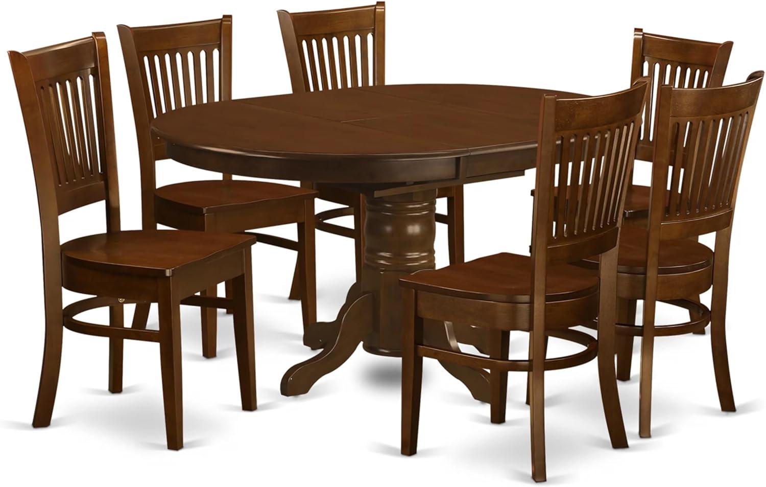 East West Furniture Kenley 7-piece Wood Dining Table and Chair Set in Espresso