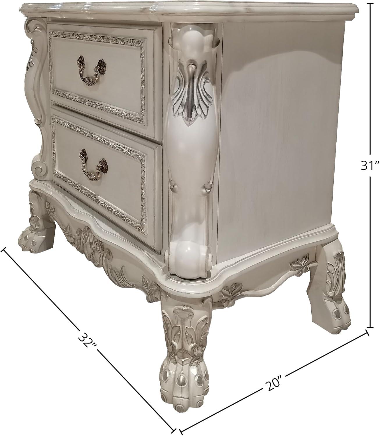 32" Dresden II Nightstand Bone White Finish - Acme Furniture: Elegant Rectangular Design, No Assembly, Wood Composite