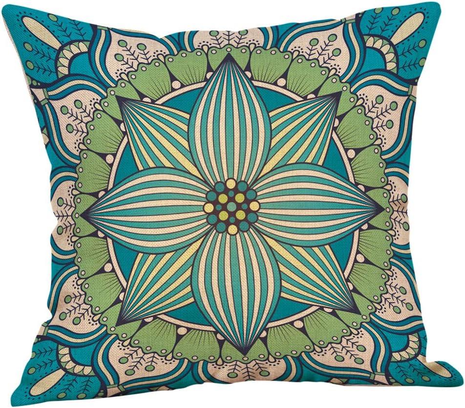 Jartinle Set of 4 Retro Floral Mandala Compass Medallion Bohemian Pillow Covers Boho Decor Hippie Throw Pillows Decorative for Sofa Couch 18 x 18