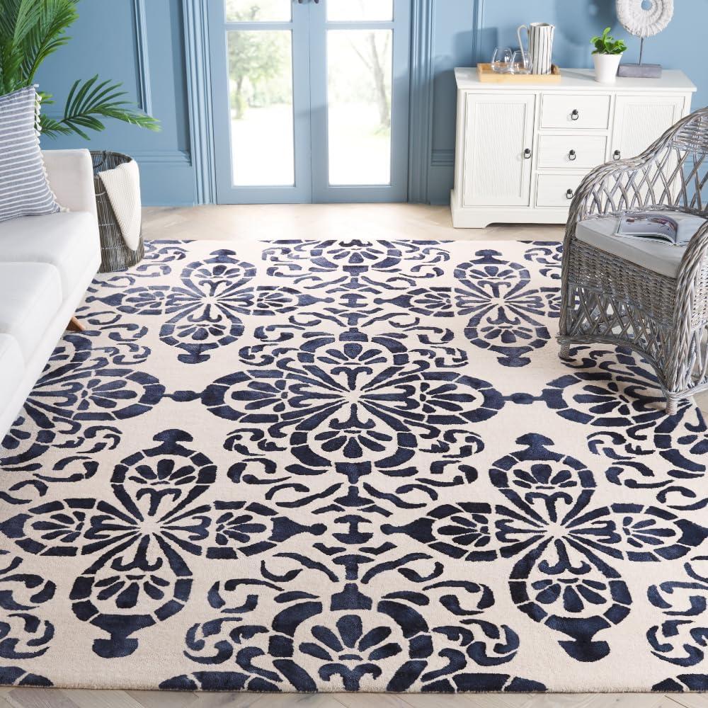 Dip Dye DDY719 Hand Tufted Area Rug - Ivory/Navy - 8'9"x11'9" - Safavieh..
