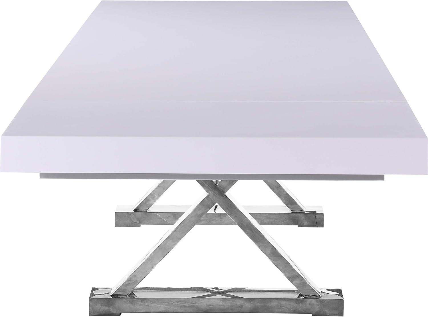 Excel White and Chrome Extendable Dining Table with Inverted X-Style Legs