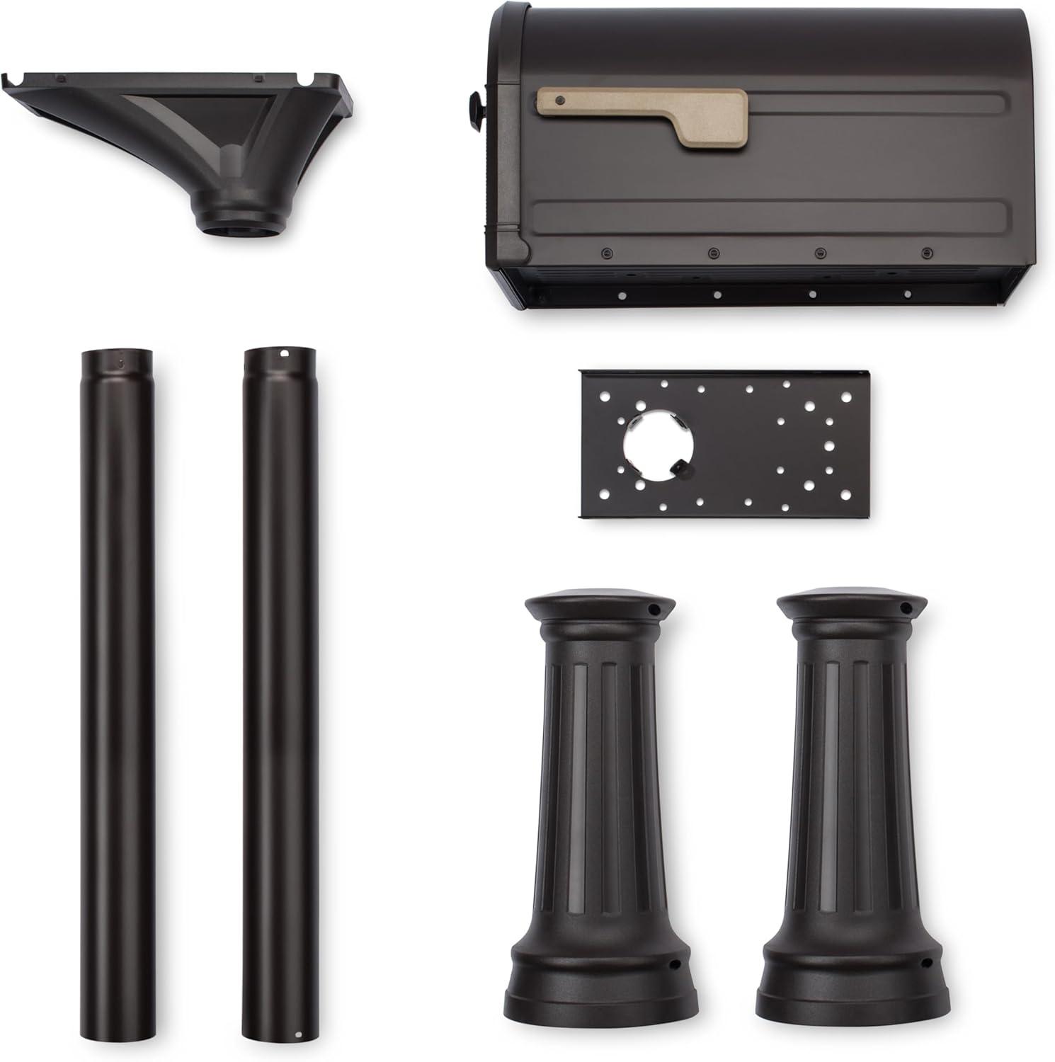 Architectural Mailboxes  Roxbury Post Mount Mailbox & Premium Steel Combo - Rubbed Bronze - Large