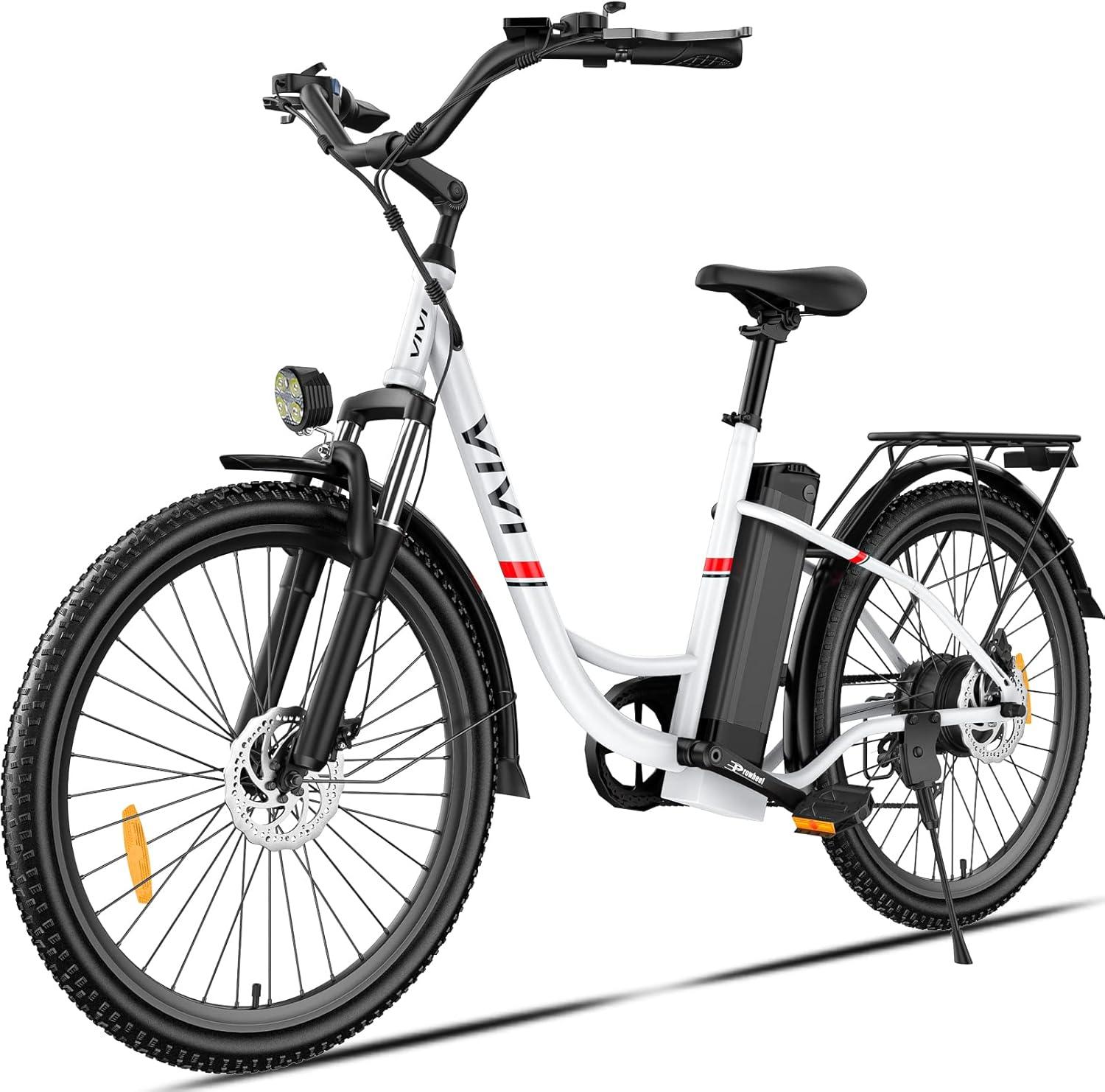 Vivi Electric Bike for Adults 26" Electric Cruiser Bike 48V 500W Step-Through Electric Bike 19.8MPH City Commuter Electric Bike with Cruise Control, UL2849 Certified