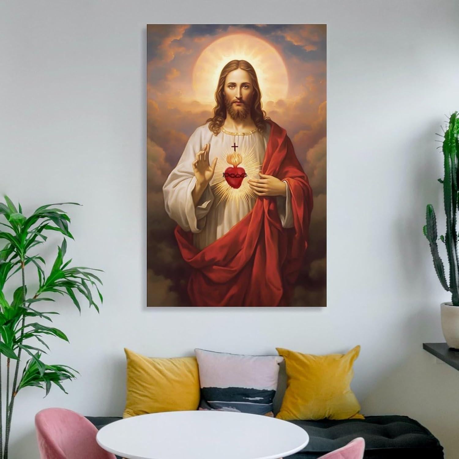 Sacred Heart of Jesus Religious Canvas Wall Art