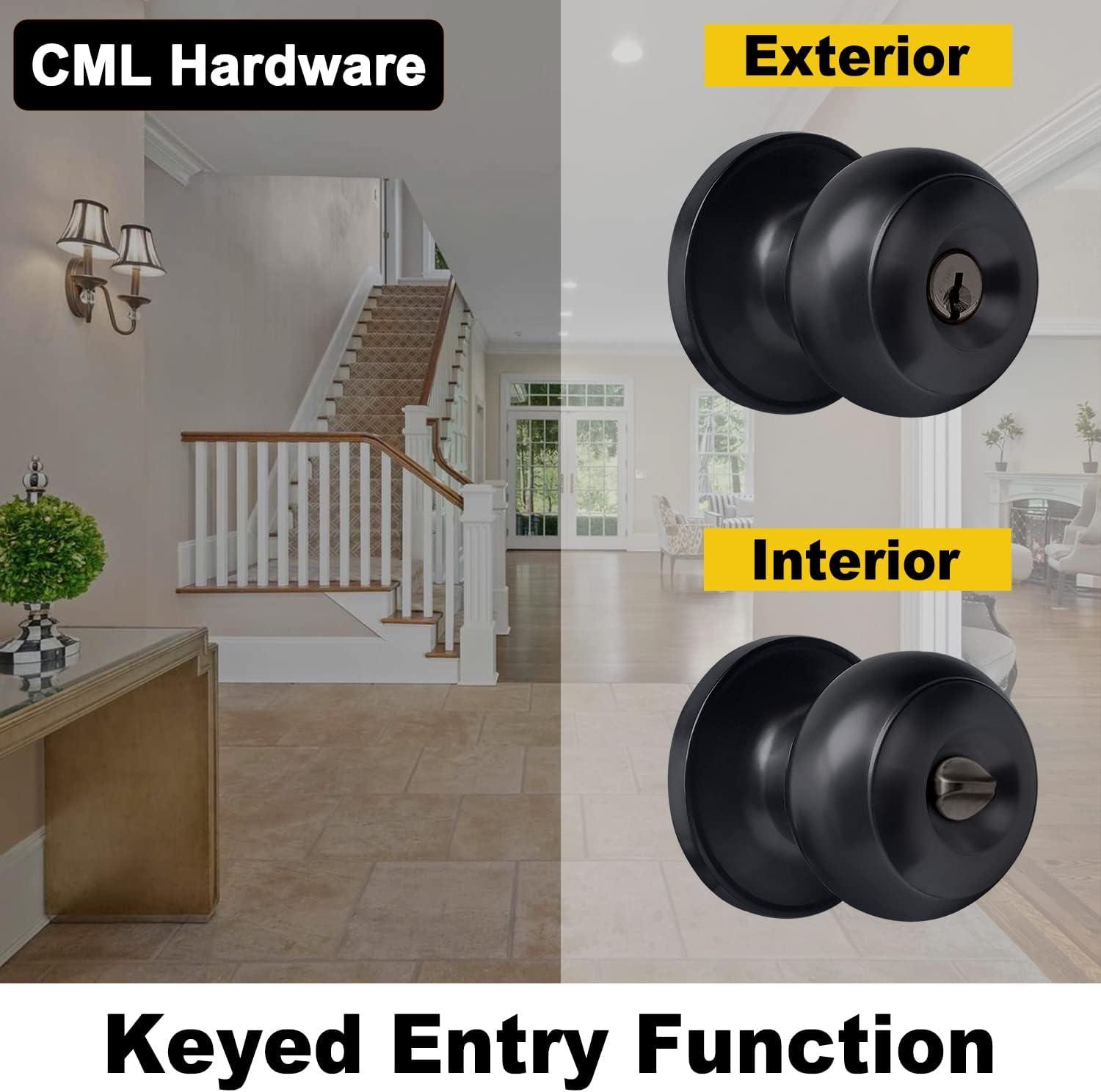 Matte Black Alloy Steel Round Door Knob Set with Deadbolt