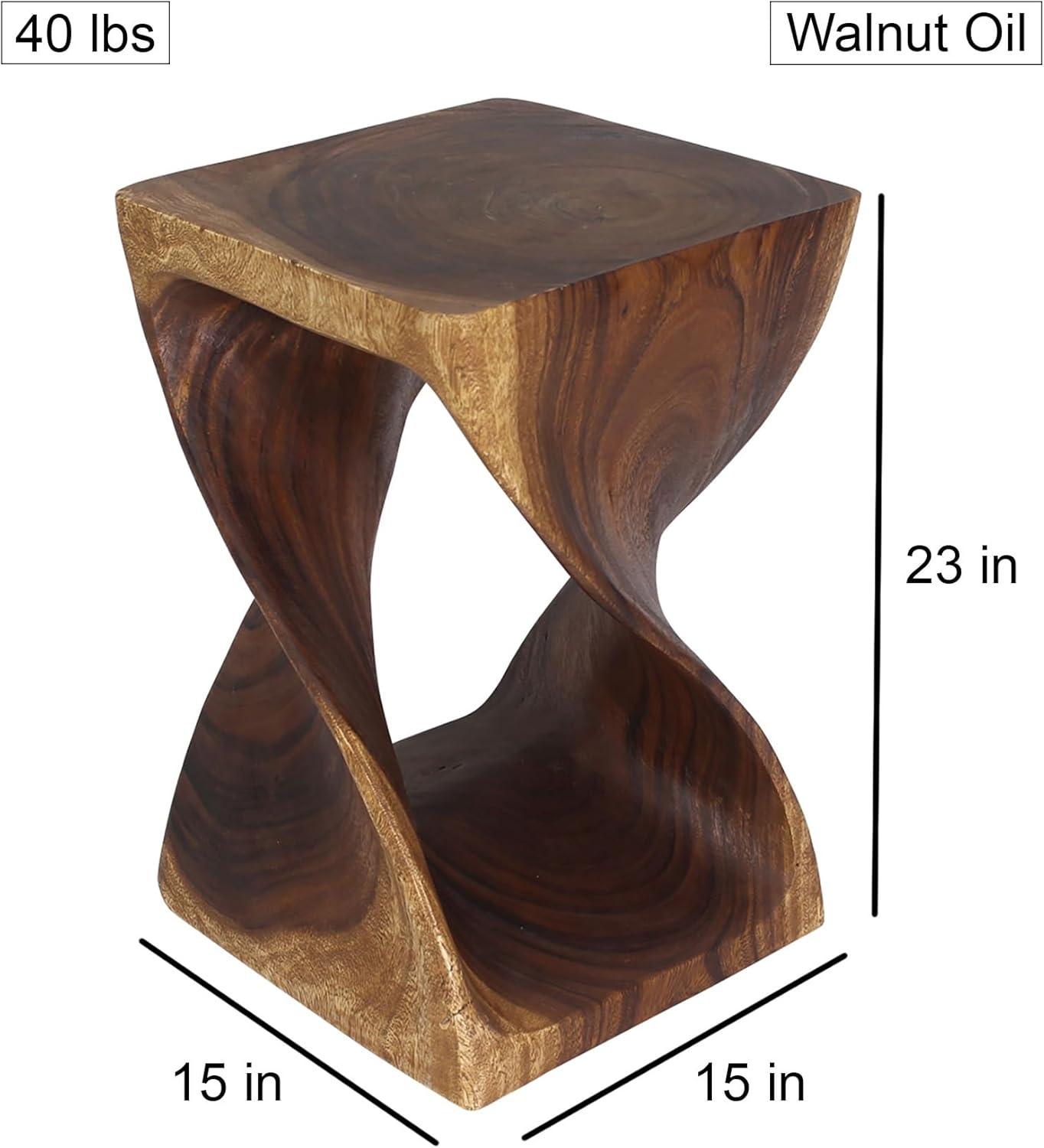 Haussmann® Wood Twist End Table 15 x 15 x 23 inch High Walnut Oil