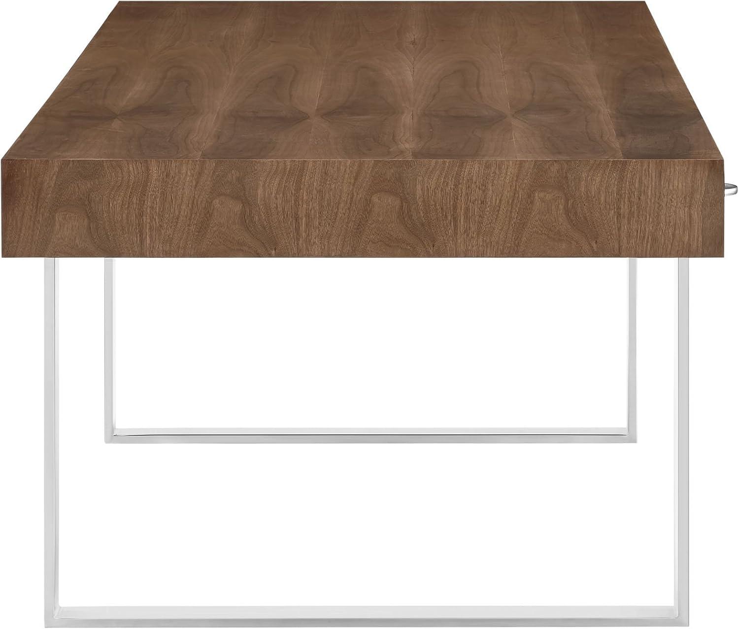 Modway Tinker Modern Stainless Steel & Wood Office Desk in Walnut