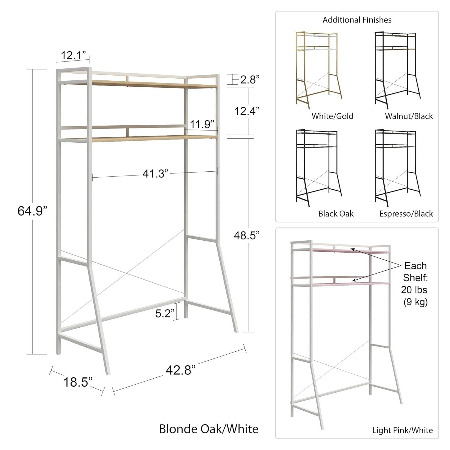 Novogratz Beverly Over-The-Bed Storage Shelves for Twin & XL Twin Beds