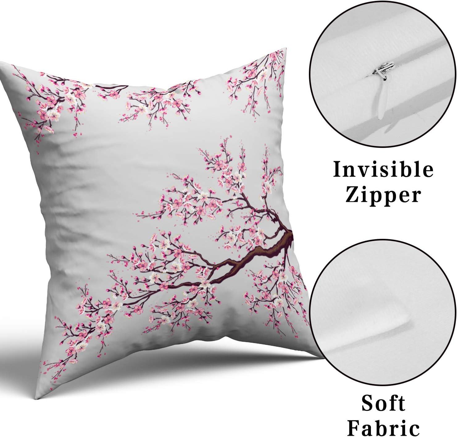 Japanese Cherry Blossom Floral Cotton Polyester Euro Pillowcase Set