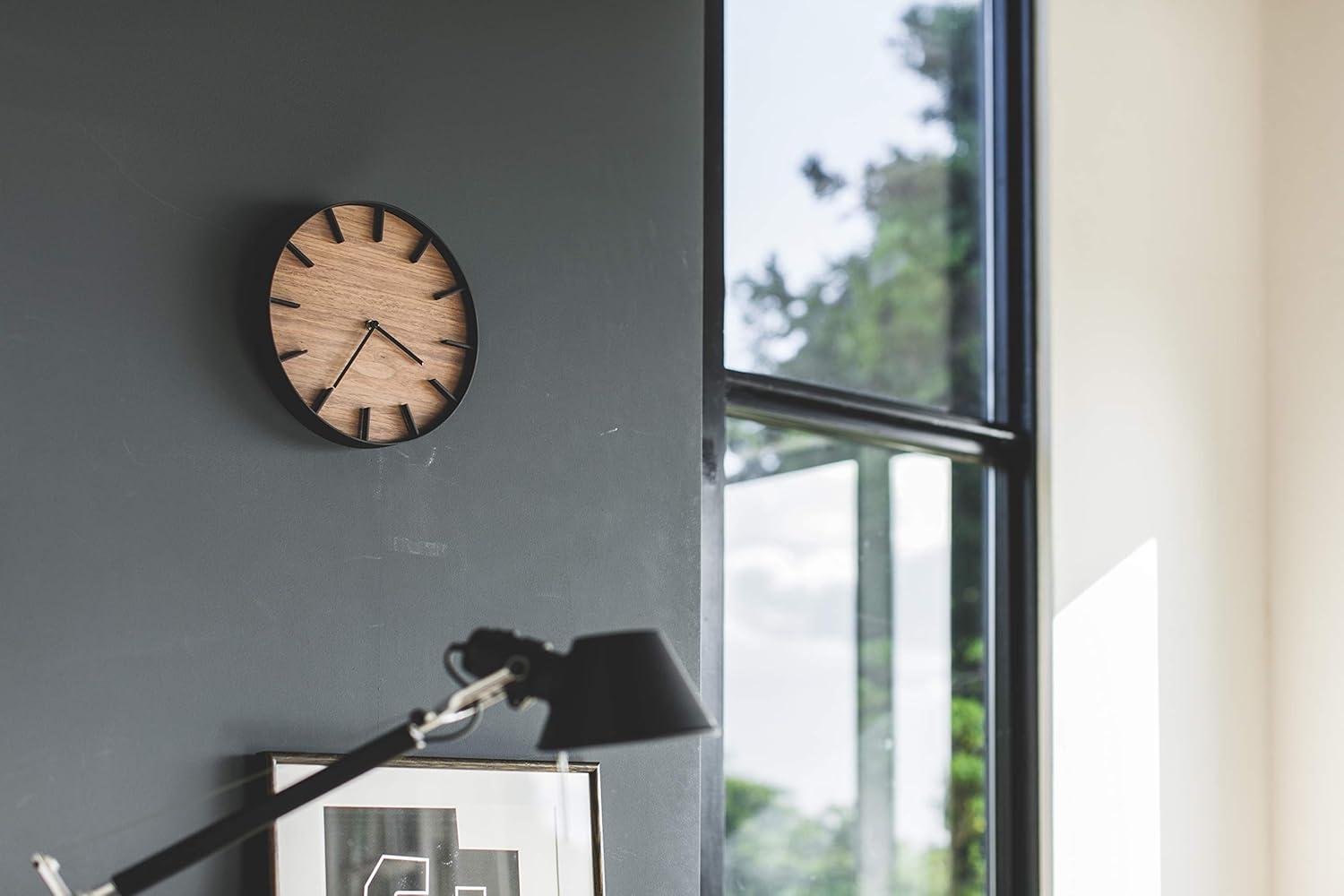 Rin Black Metal and Dark Wood Minimalist Wall Clock