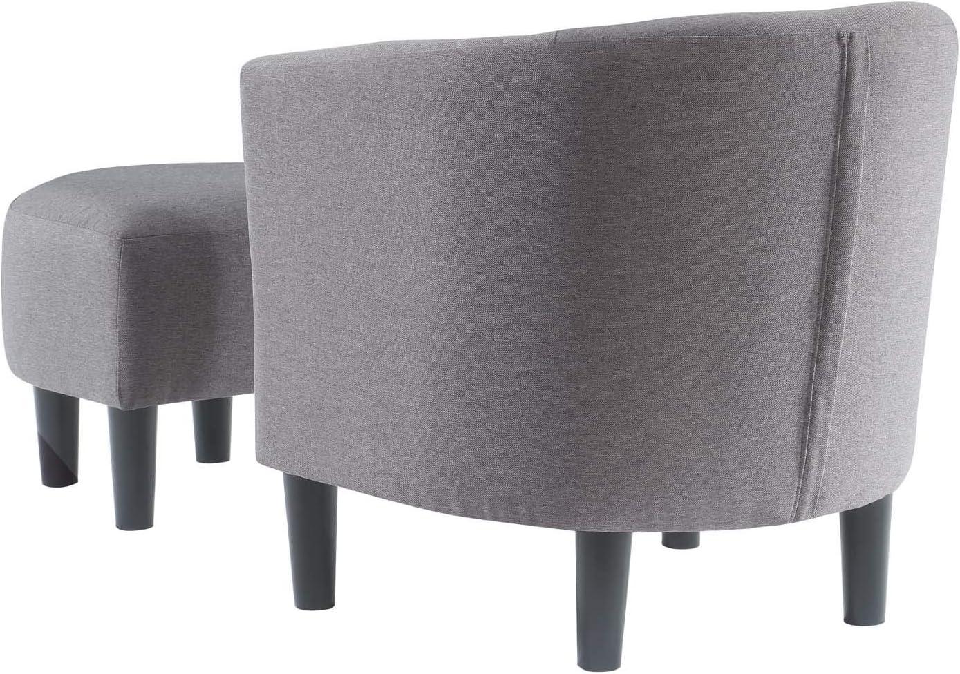 Convenience Concepts Take a Seat Churchill Accent Chair with Ottoman, Cement Gray Fabric