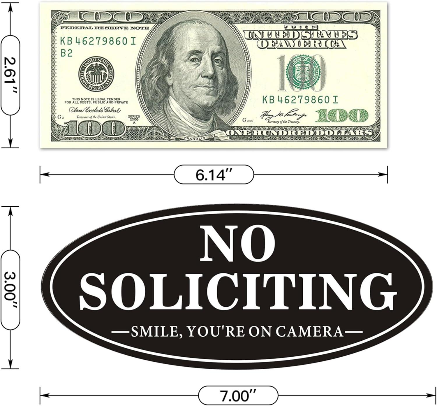 No Soliciting Sign, No Solicitors Sign for Front Door, 2 Pack Self-Adhesive Aluminum Metal No Solitation Do Not Knock or Ring Bell Sign, 7.0 x 3.0 inches Weather Resistant Signs for Home Doorbell Busi