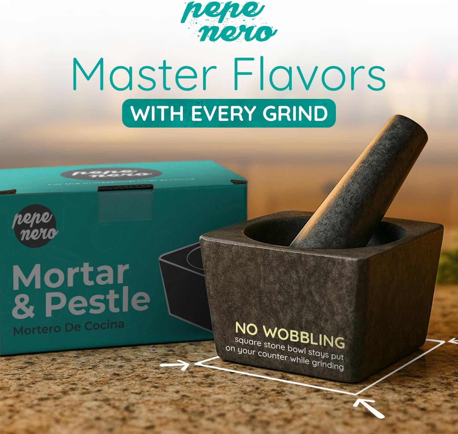 Pepe Nero Authentic Granite Stone Mexican Molcajetes Mortar and Pestle