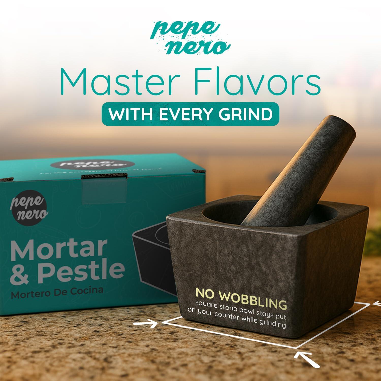 Pepe Nero Authentic Granite Stone Mexican Molcajetes Mortar and Pestle
