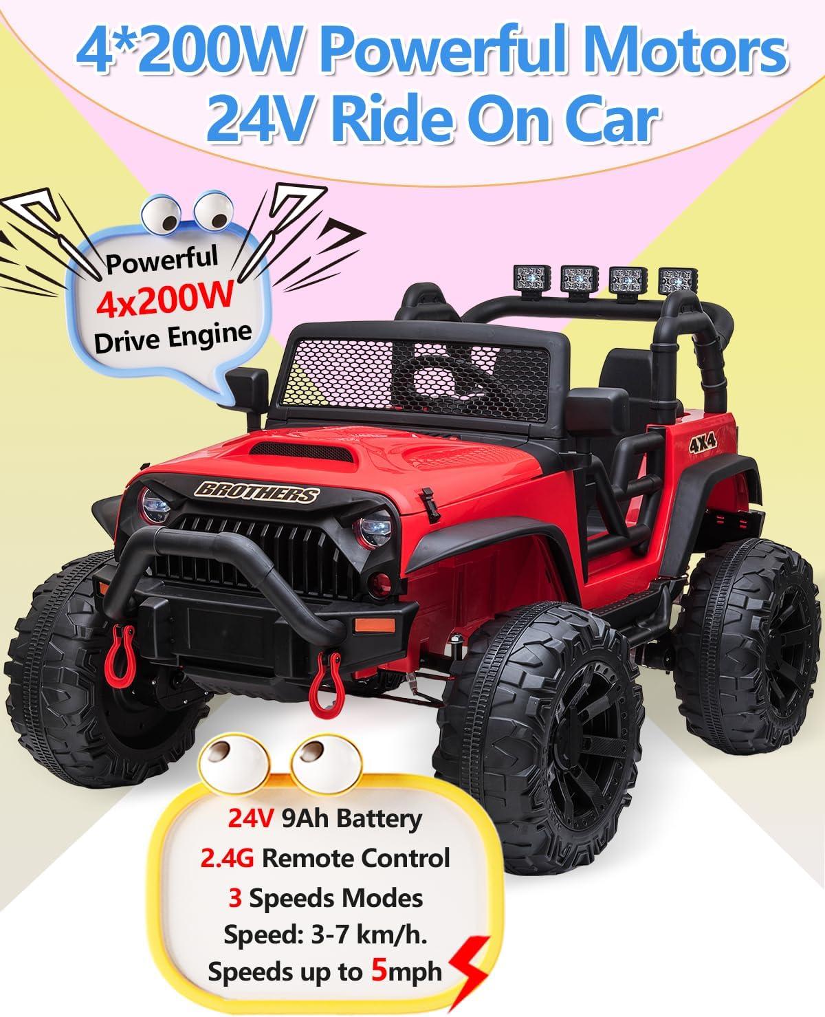 Red 24V 2-Seater Kids Ride-On Car with Remote Control