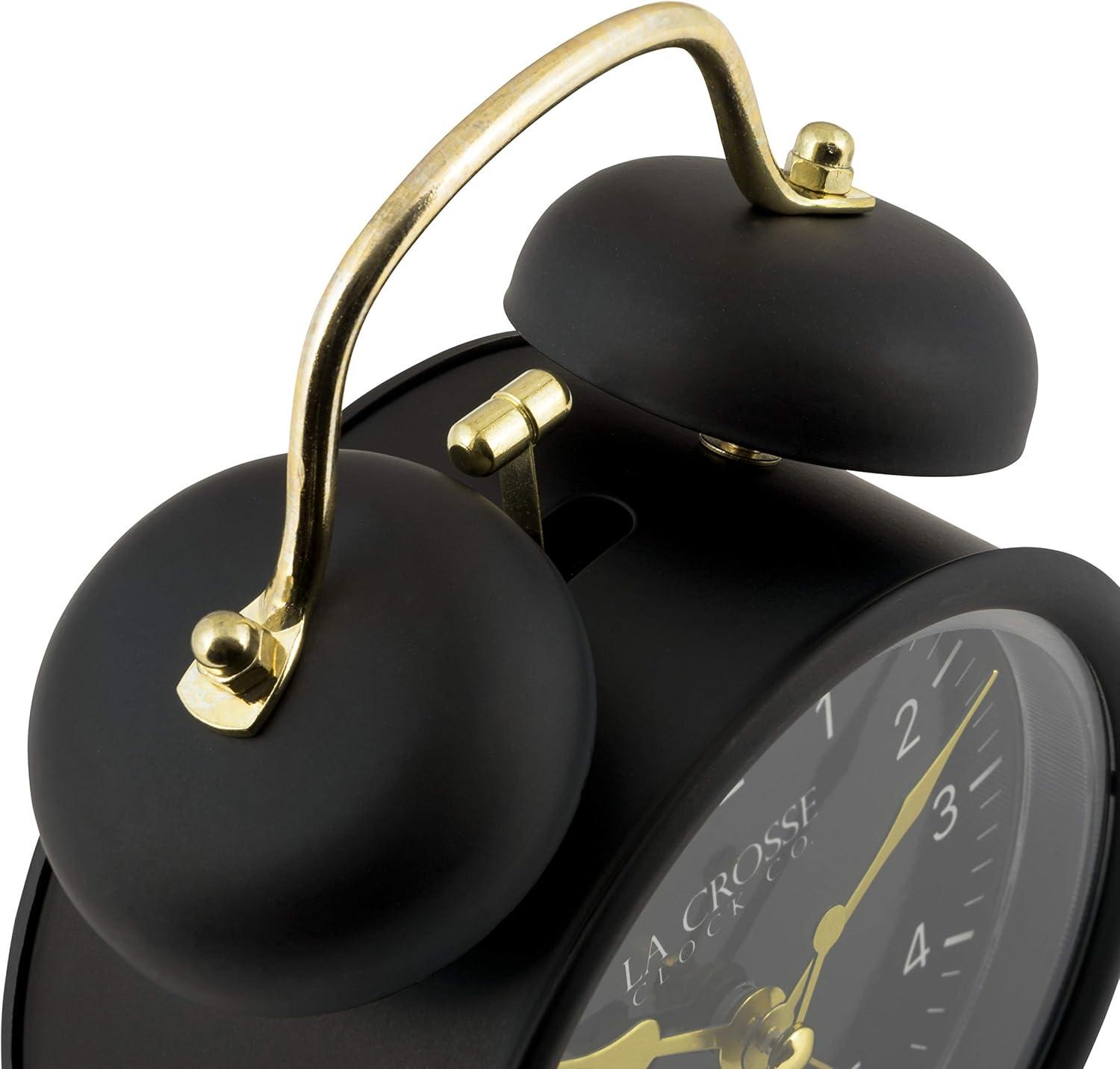 La Crosse Technology Analog Quartz Movement / Crystal Tabletop Clock with Alarm in Black
