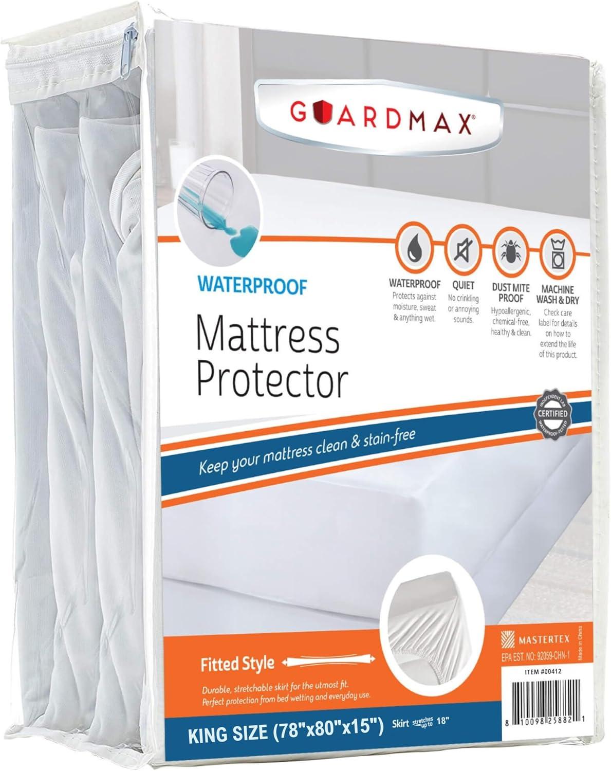 Guardmax Waterproof Fitted King Mattress Protector - White (78"x80")