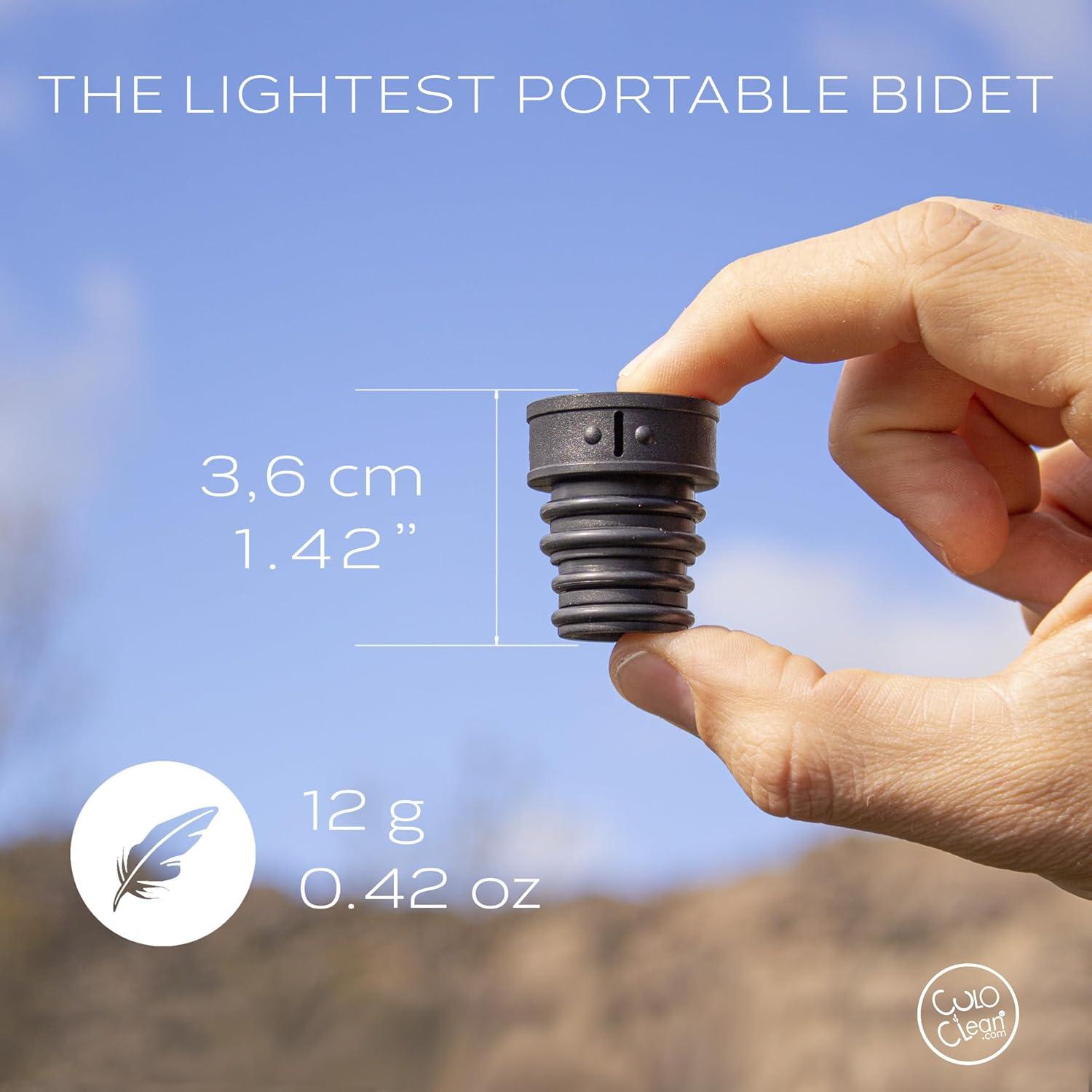 CuloClean Portable Bidet for Toilet, Travel, Hiking or Camping. Compatible with Every Bottle. Ultralight (12g, 0.42 oz). (CuloClean, 1pcs Black)