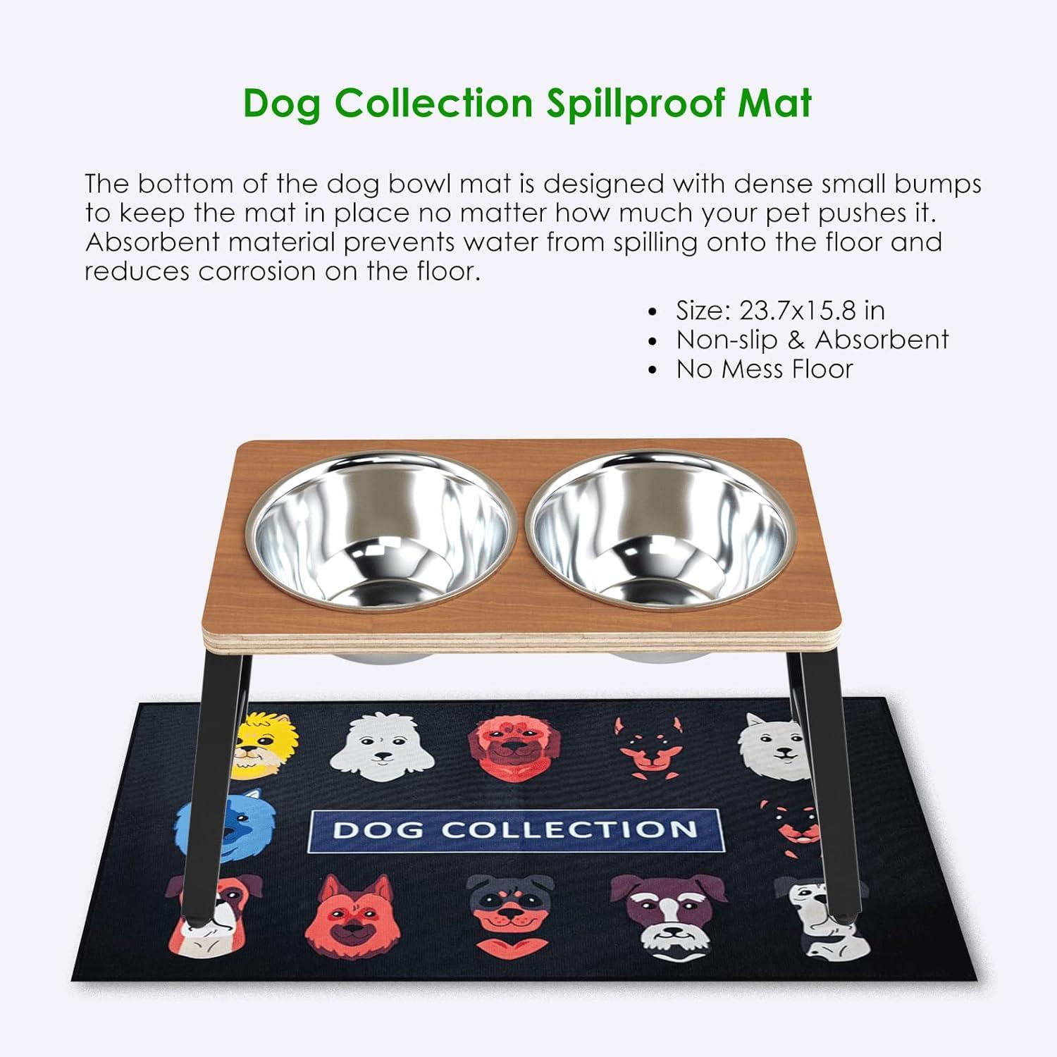 Elevated Dog Bowls for Large Dogs with Spill Proof Mat, Raised Dog Bowl Stand with 2 Large Stainless Steel Bowls - 1700 ML Capacity 11.2" Tall, Dog Food & Water Bowls for Large Sized Dog