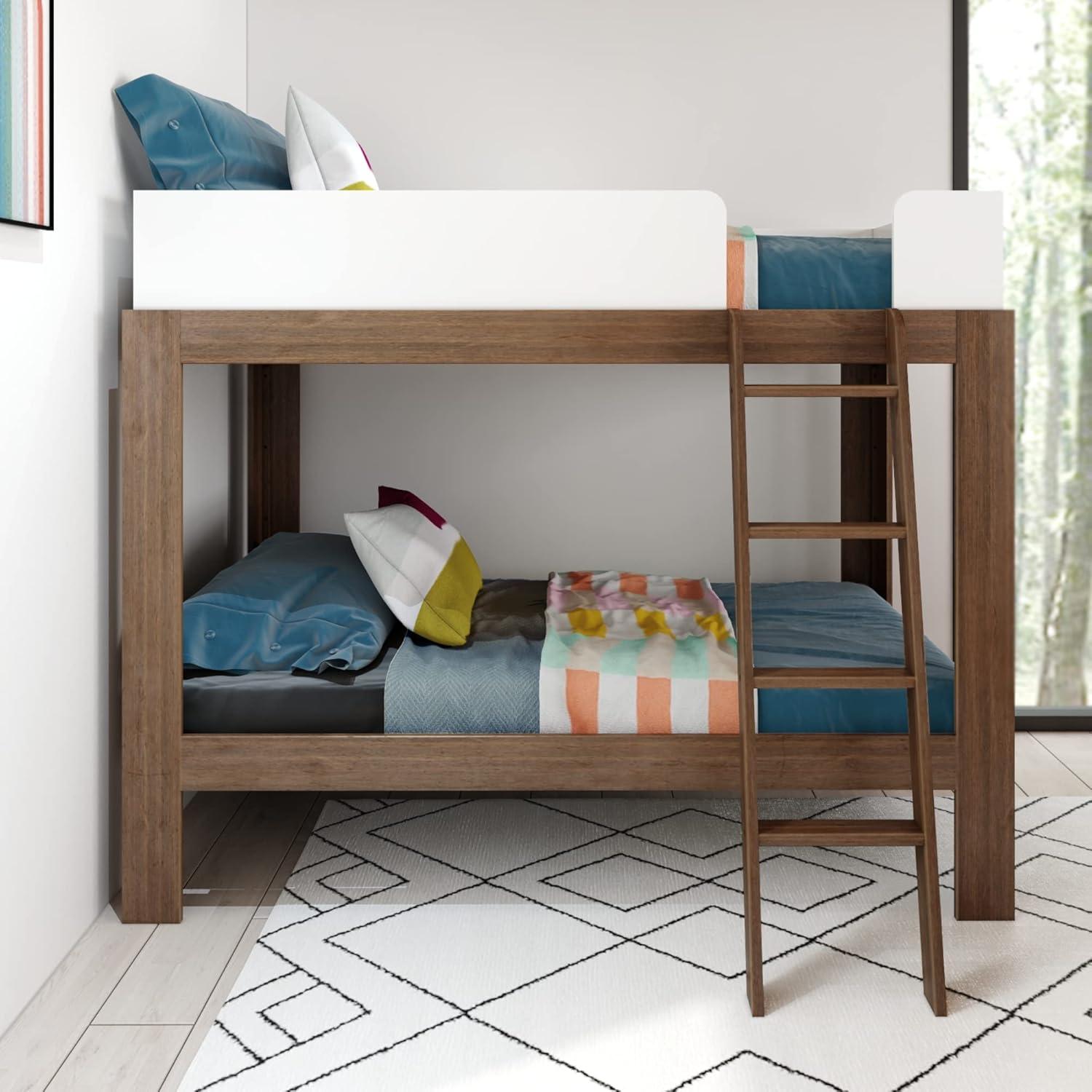Max & Lily Twin Loft Bed, Mid-Century Modern Solid Wood High Loft Beds for Kids