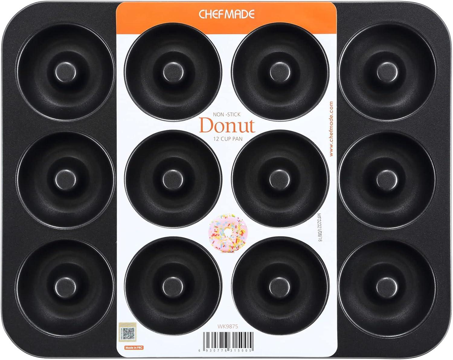 CHEFMADE CHEFMADE 12 Cavity Donut Pan Ring Doughnut Baking Pan