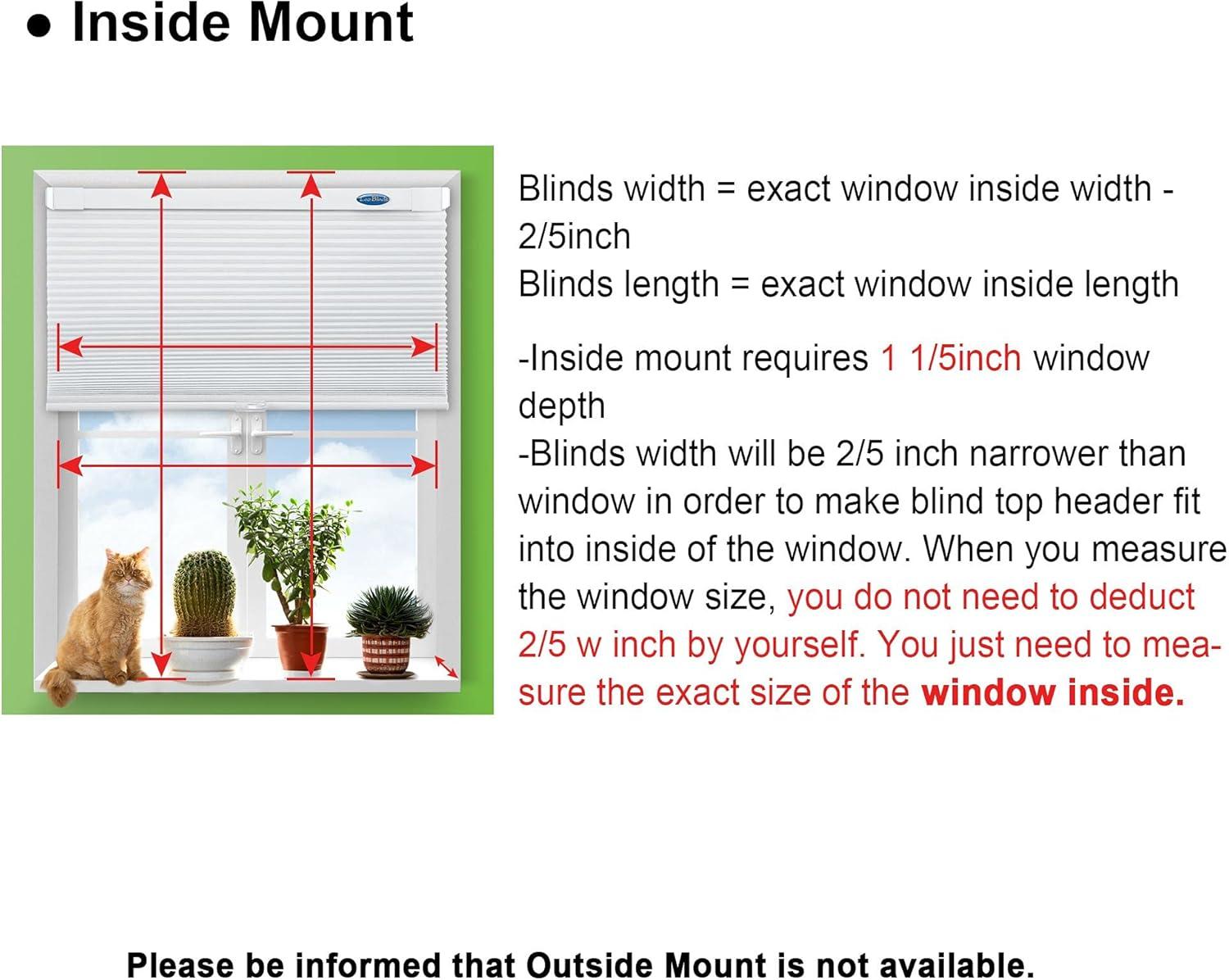 LazBlinds Cordless Cellular Shades, No Tools No Drill Blackout Honeycomb Shades Pleated Blinds for Windows, 24" W x 64" H, Midnight Black