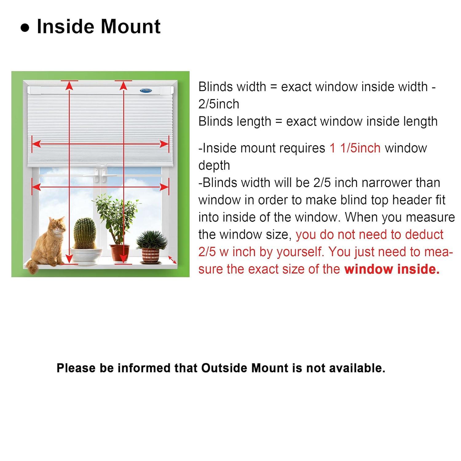 LazBlinds Cordless Cellular Shades, No Tools No Drill Blackout Honeycomb Shades Pleated Blinds for Windows, 24" W x 64" H, Midnight Black