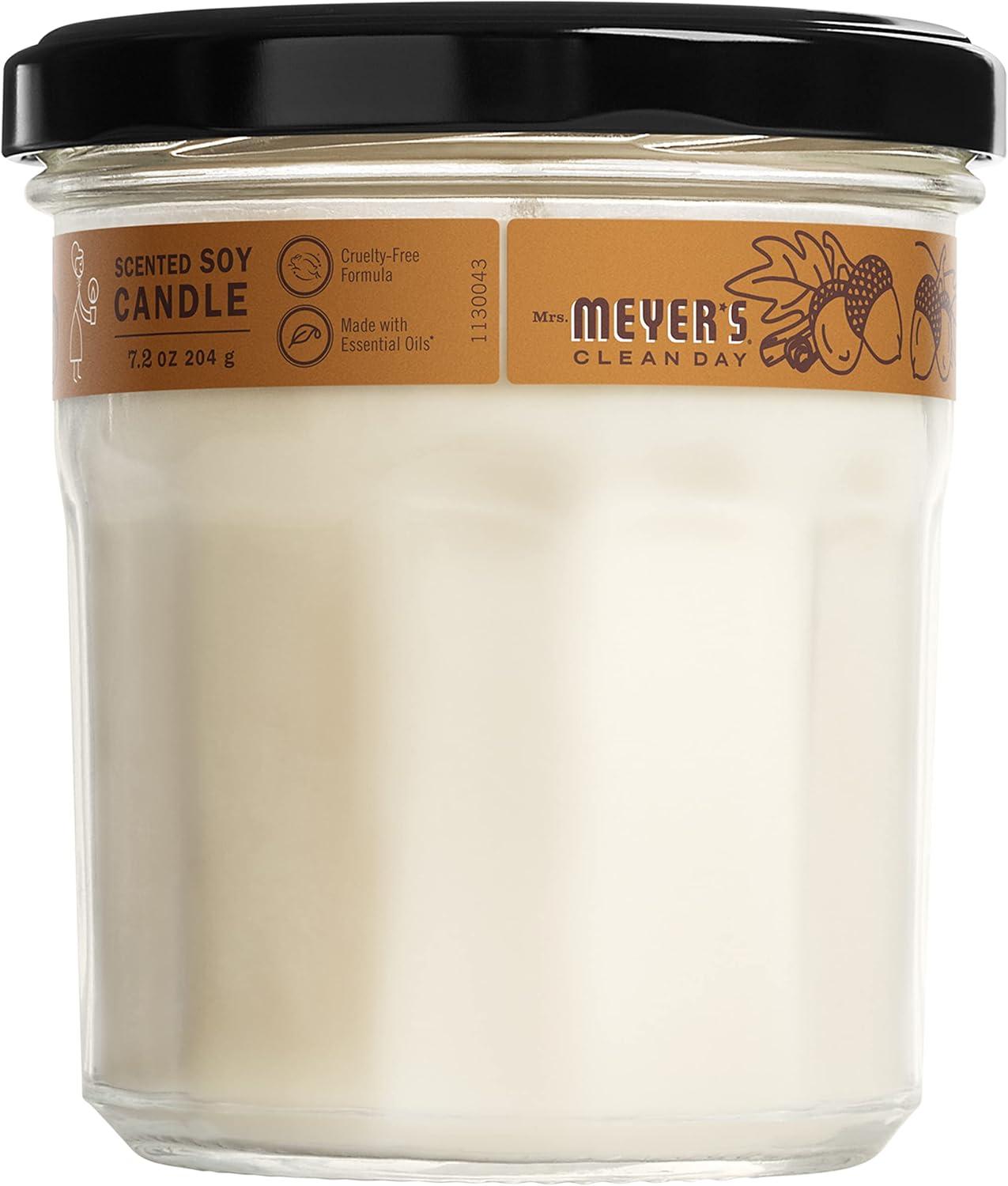 Mrs. Meyer's Clean Day Scented Soy Candle, Acorn Spice Scent, 7.2 Ounce Candle