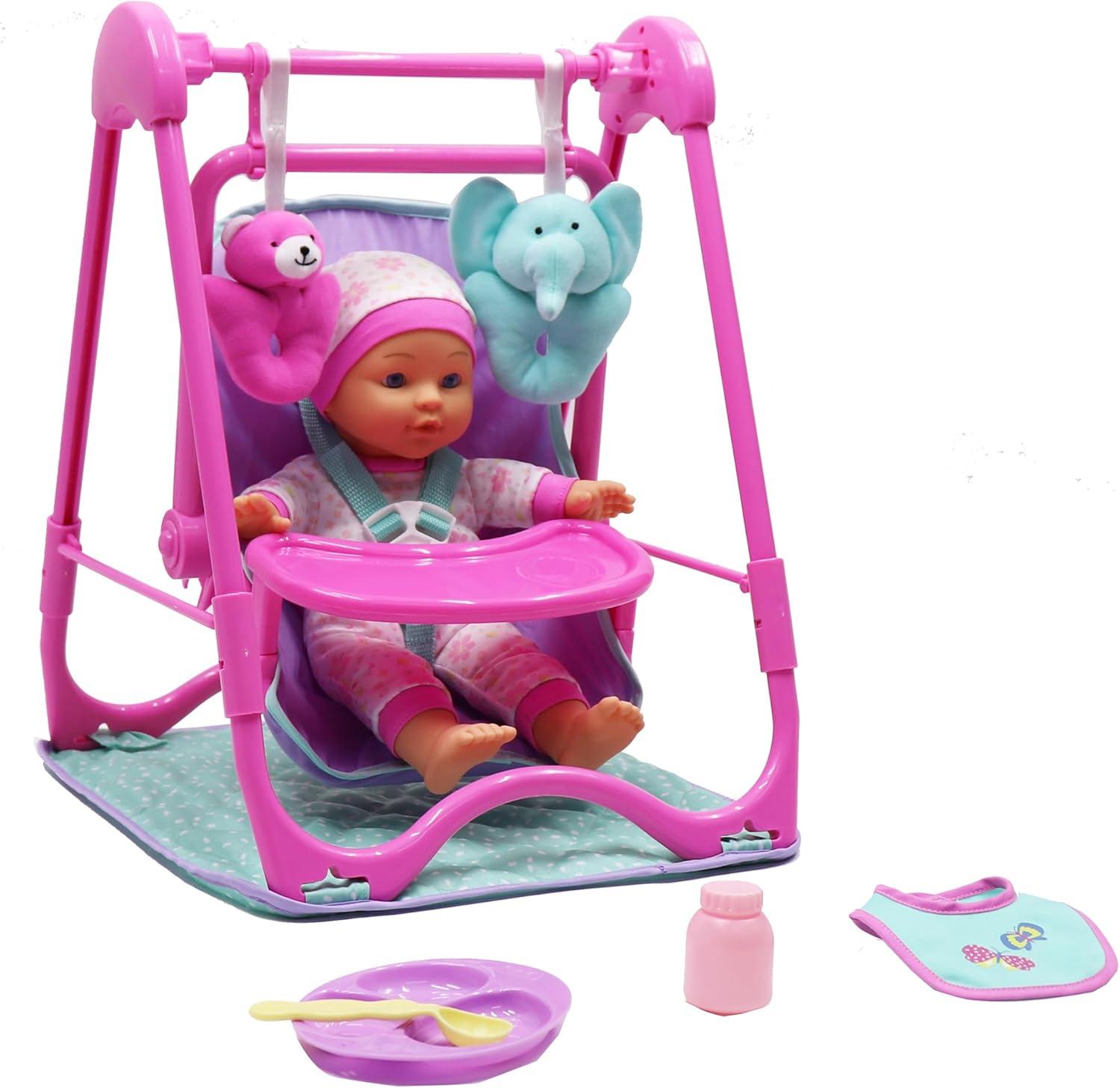 Dream Collection: 12 " Baby Doll 4-In-1 High Chair Play Set -Ages 2+