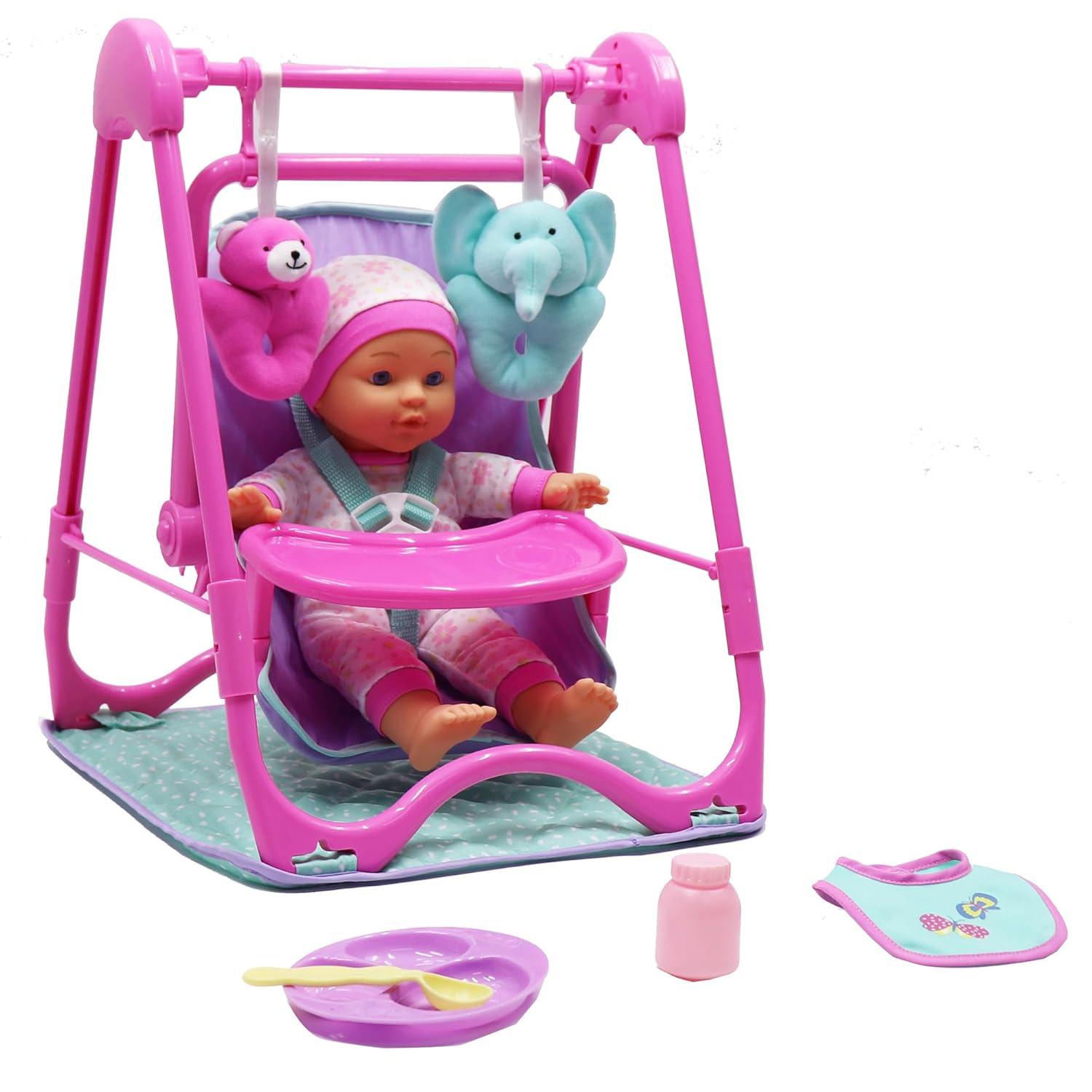 Dream Collection: 12 " Baby Doll 4-In-1 High Chair Play Set -Ages 2+