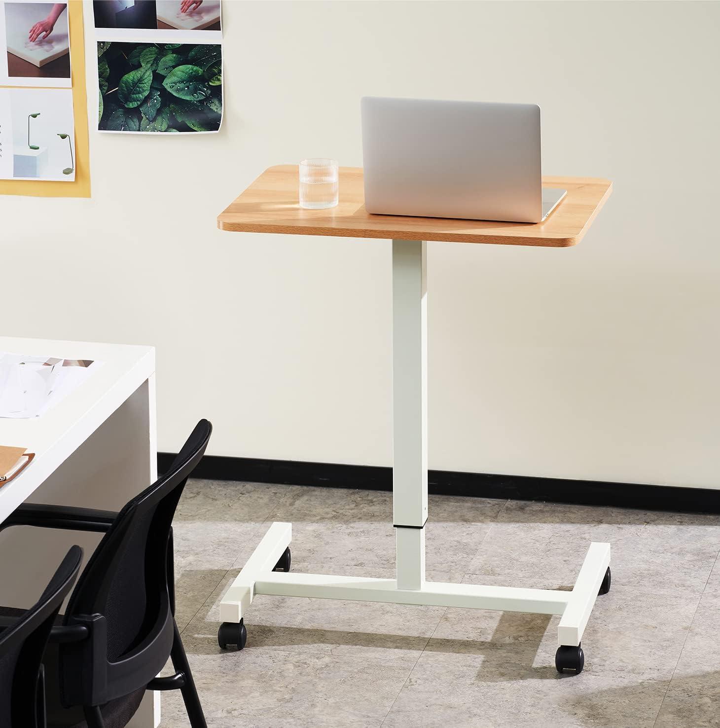 Adjustable Beige and White Laptop Standing Desk Cart