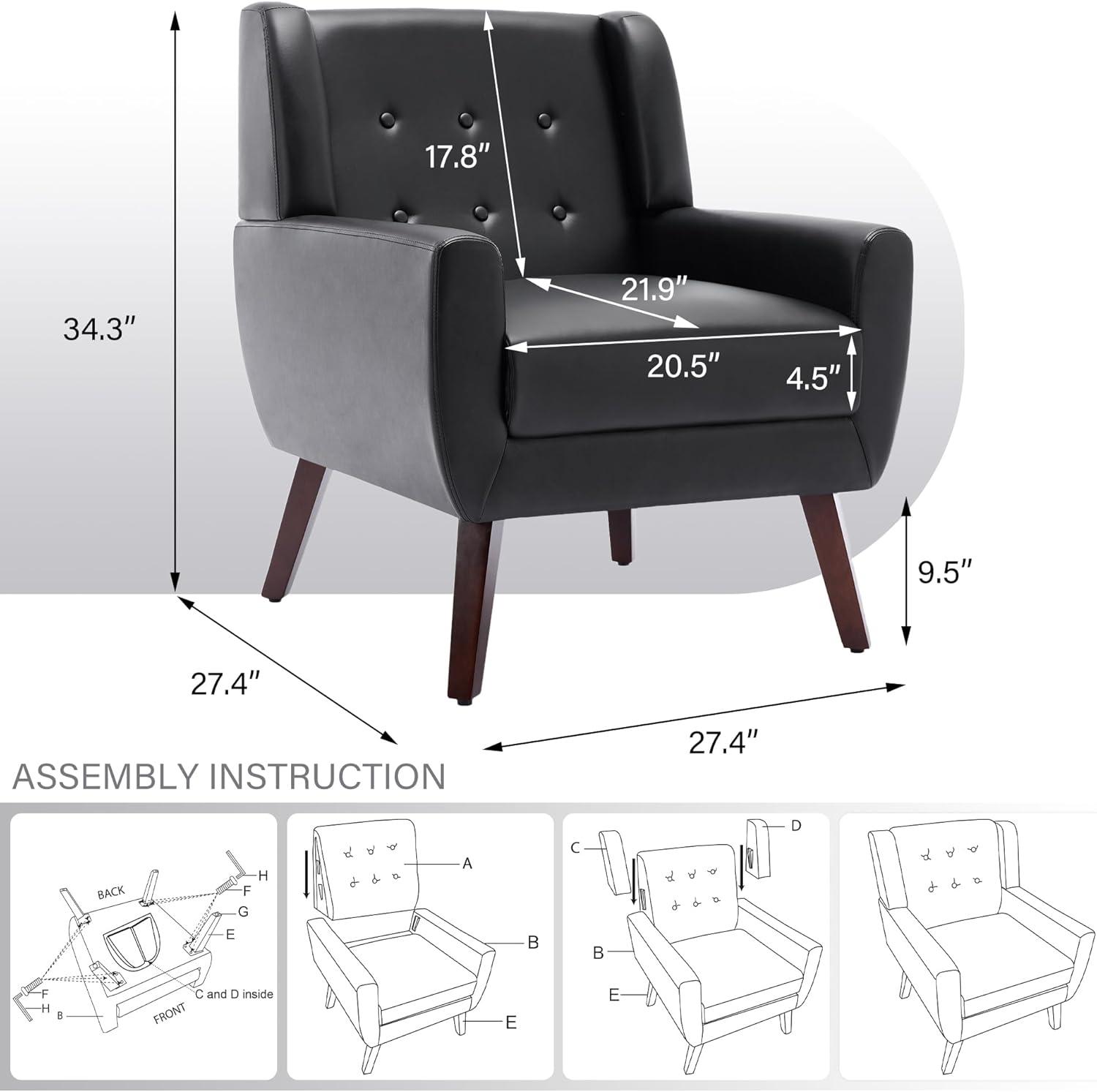 UIXE Beige Accent Chair Set of 2, Linen Fabric Armchair for Living Room, Modern Arm Chairs