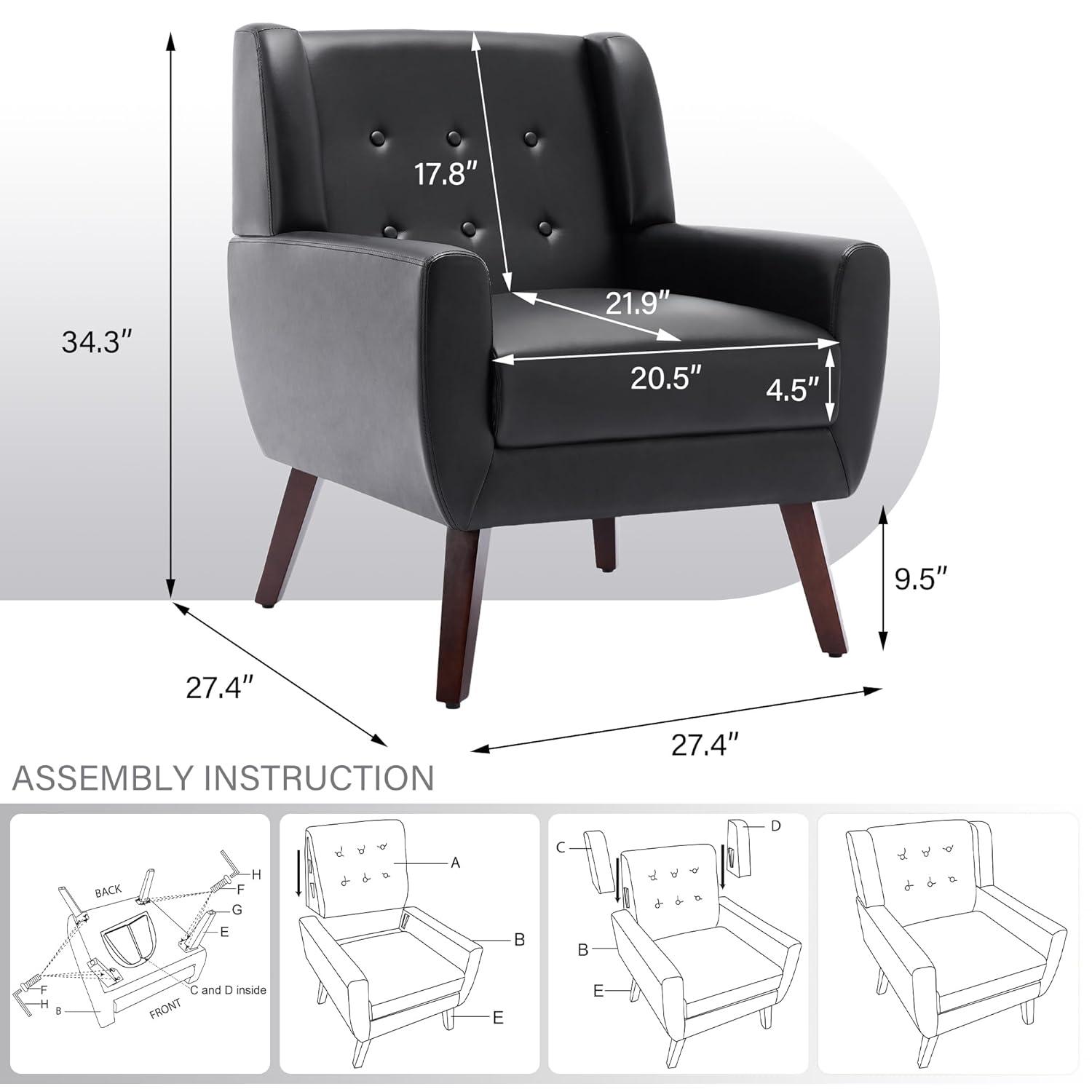 UIXE Beige Accent Chair Set of 2, Linen Fabric Armchair for Living Room, Modern Arm Chairs