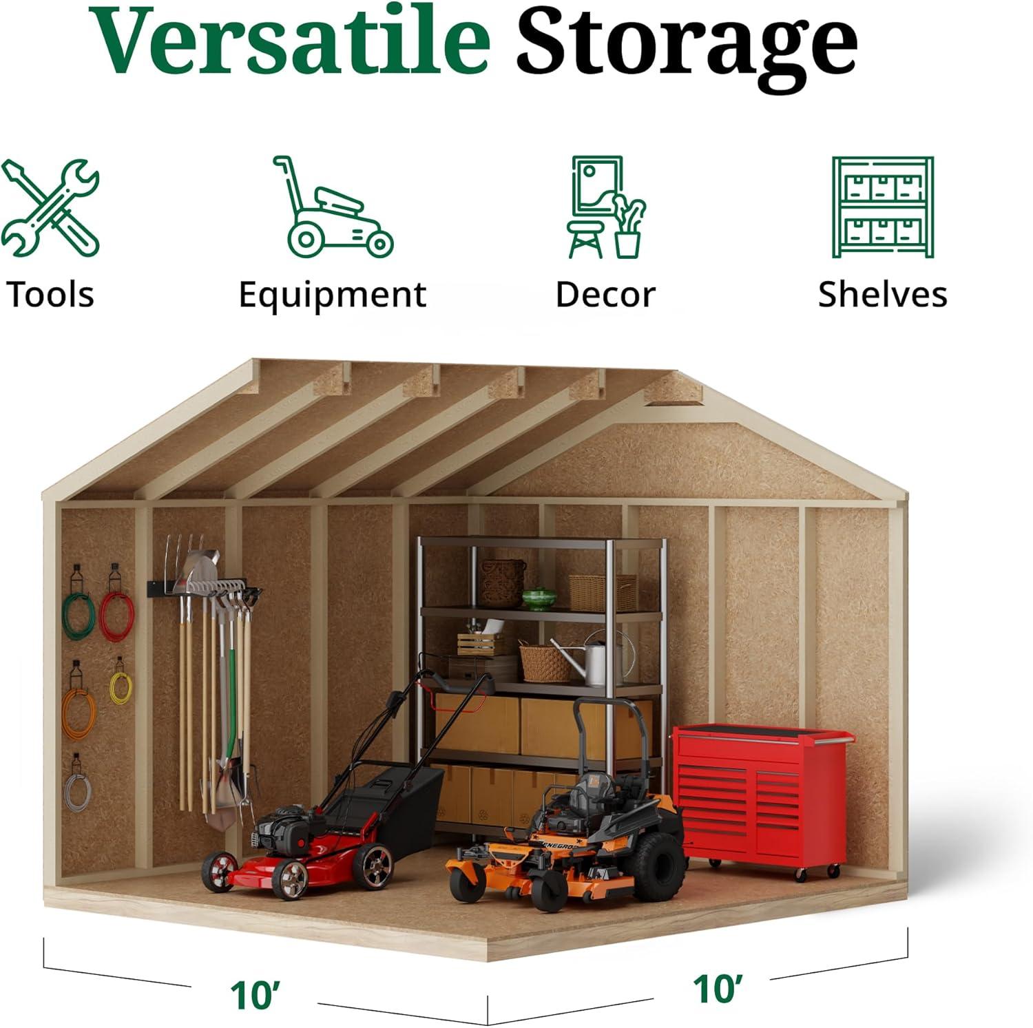 Little Cottage Co. 10x10 Value Workshop Shed with Operable Windows, Outdoor Wood Storage Do-It-Yourself Precut Kit