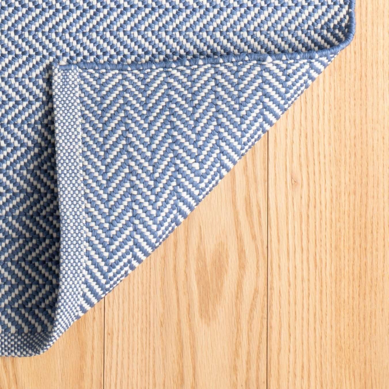 Herringbone Denim/Ivory Handwoven Indoor/Outdoor Rug