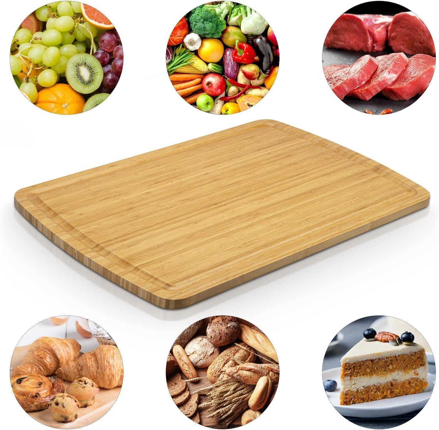 Yesfashion Extra Large Bamboo Cutting Board for Kitchen, 30 x 20 Inch Wooden Butcher Block for Turkey, Meat, Vegetables, BBQ, Over the Stove Cutting Board with Juice Groove