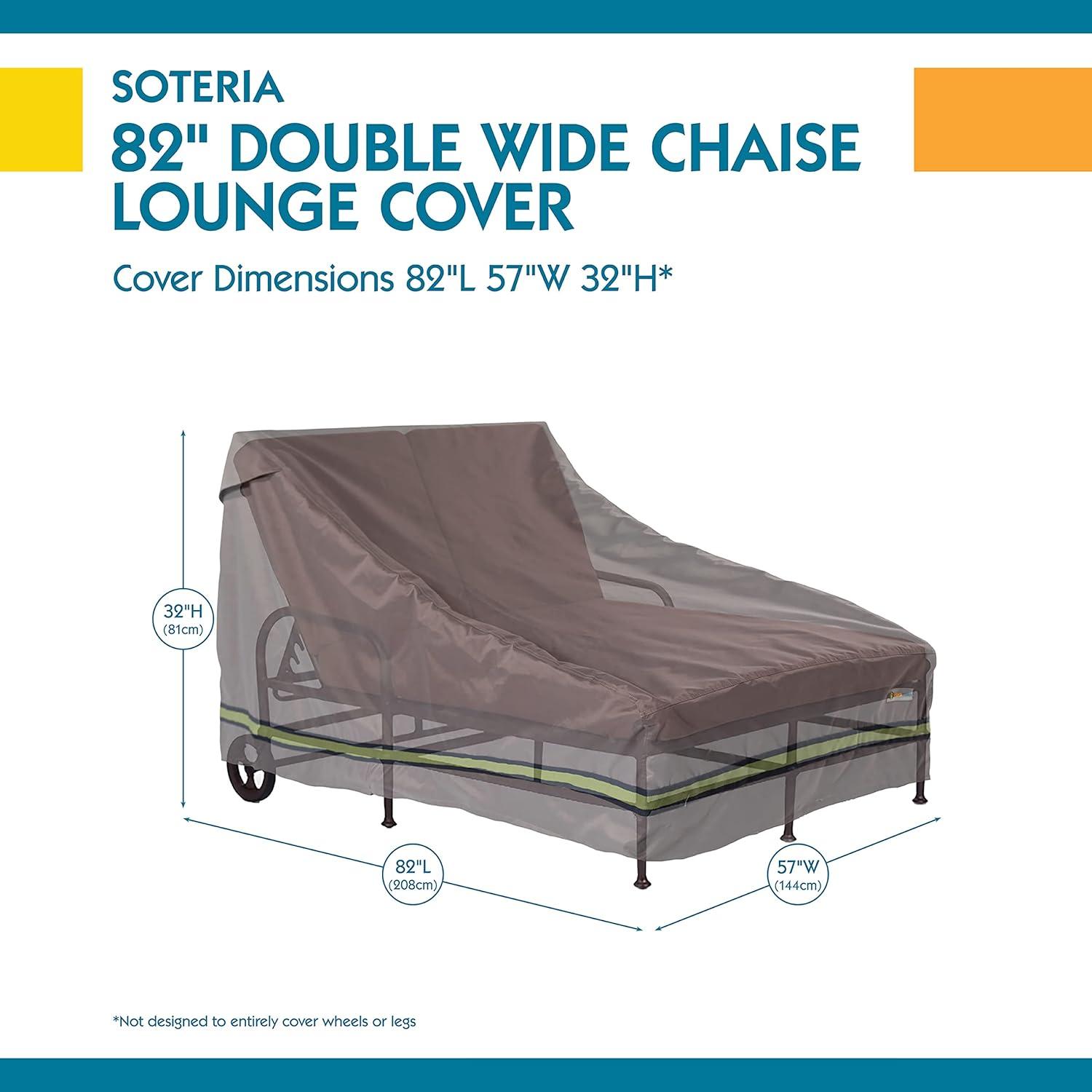 Duck Covers Soteria Waterproof 82 Inch Double Wide Patio Chaise Lounge Chair Cover