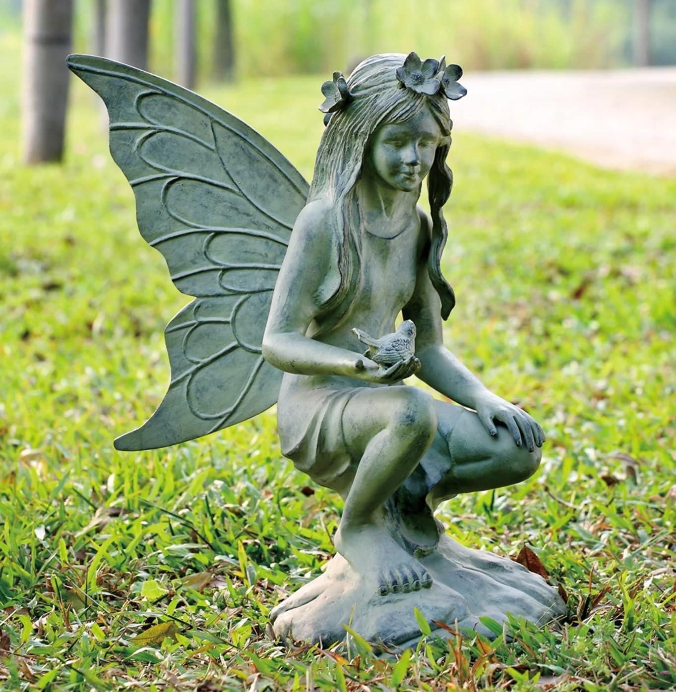 Green Vista 26" Fran the Fairy Garden Statues, Decorative