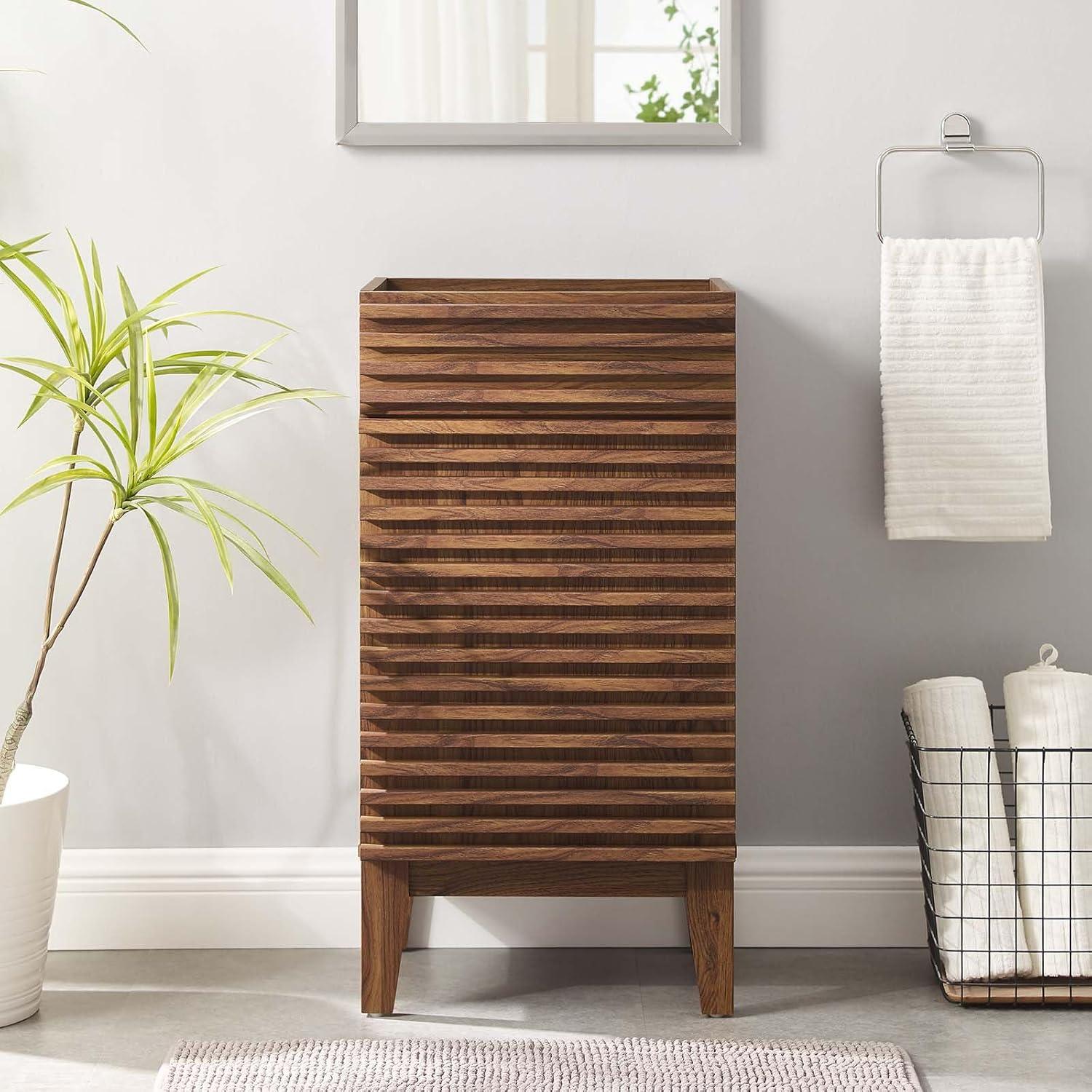 Vanity Cabinet (Sink not included), Walnut, Wood, Mid Century Hotel Bedroom Bathroom, Modern Contemporary HB33490