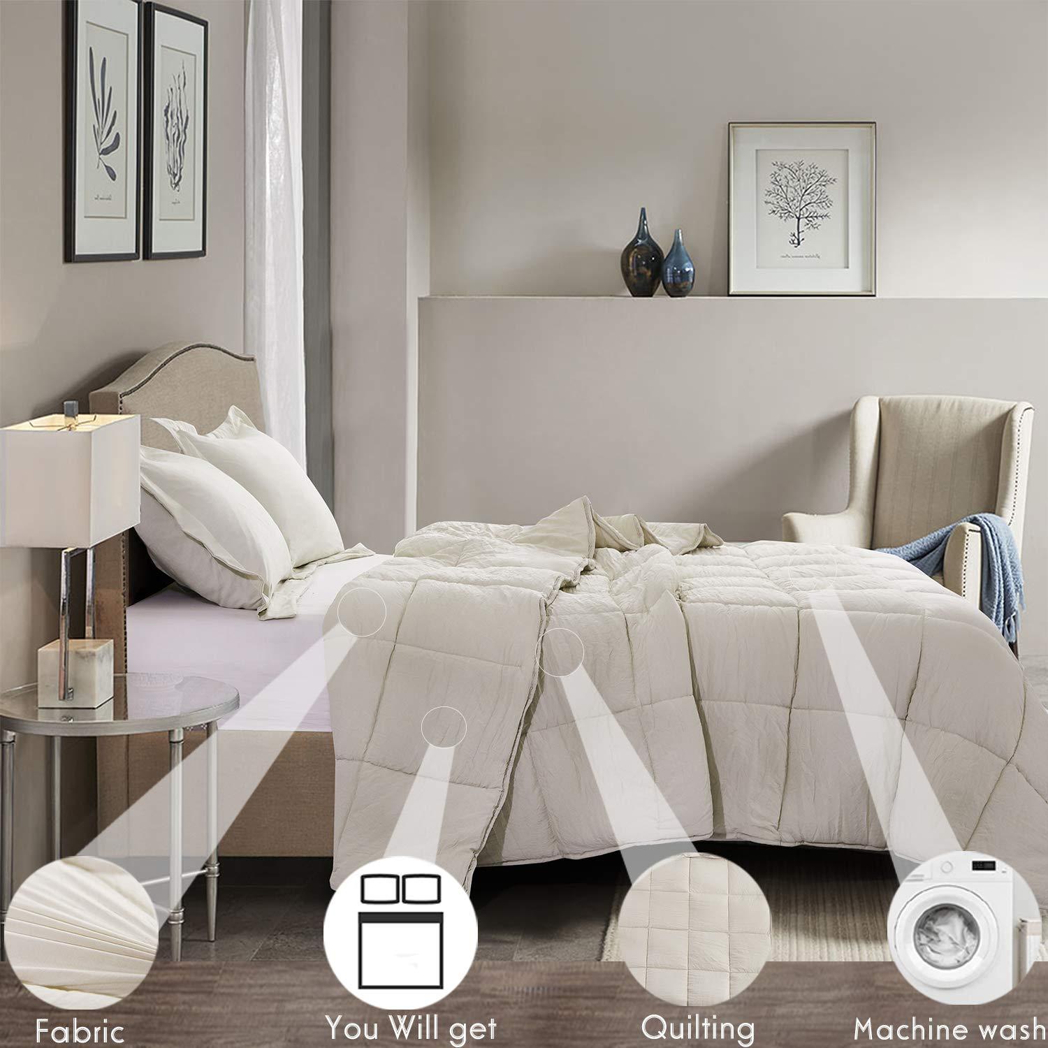 Homechoice International Group 3pc Comforter Set - All Season Reversible Down Alternative Comforter with Two Shams - Quilted Duvet Insert with Corner Tabs - Box Stitched Blanket - Breathable, Soft, Fluffy