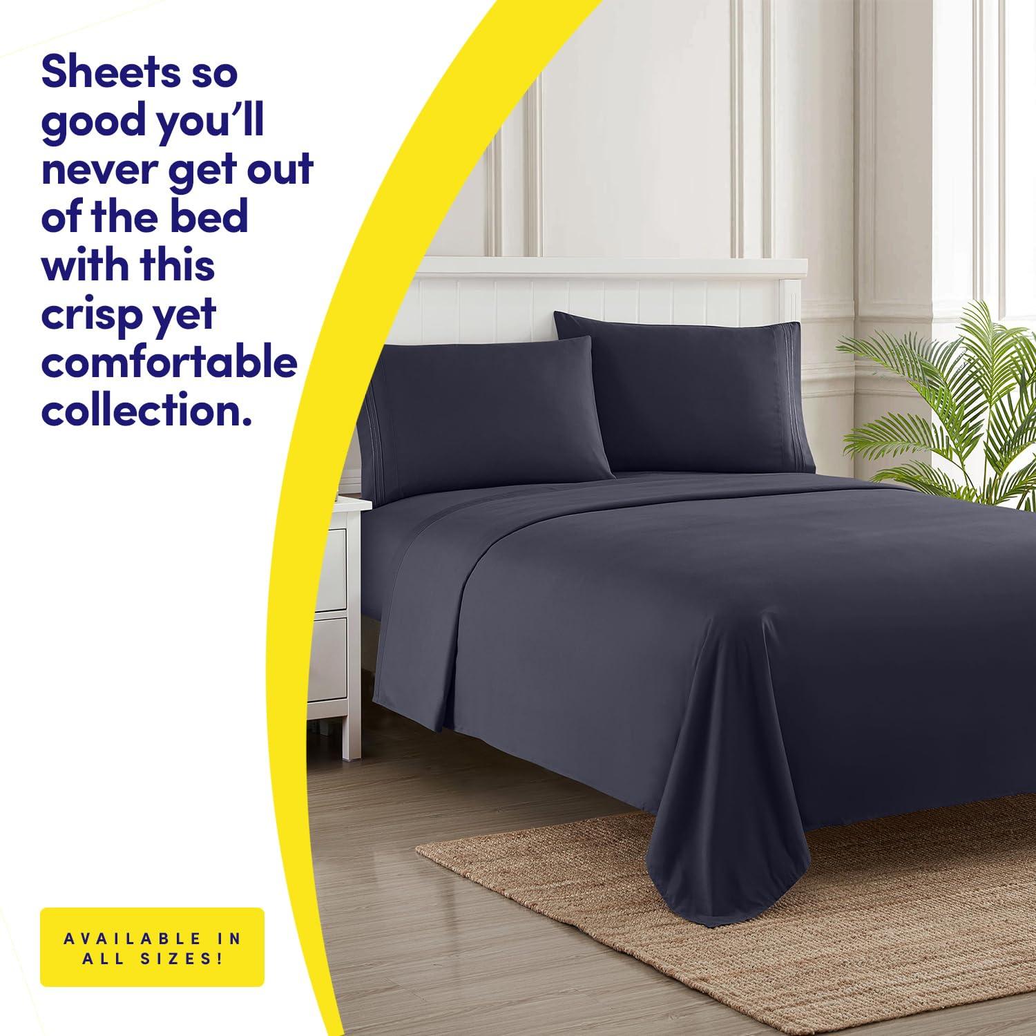1500 Supreme Collection Queen Sheet Sets Navy Blue - Luxury Hotel Bed Sheets and Pillowcase Set for Queen Mattress - Extra Soft, Elastic Corner Straps, Deep Pocket Sheets, Queen Navy Blue