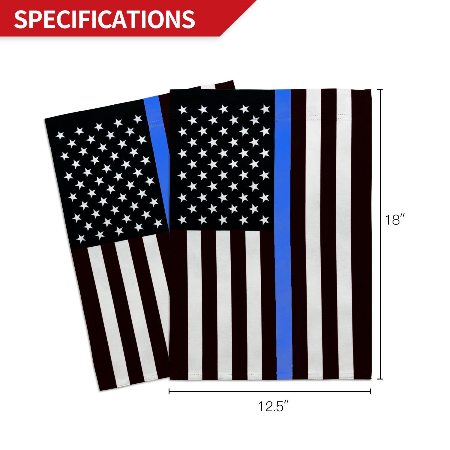 Anley Double Sided Thin Blue Line USA Decorative Garden Flags - Honoring Law Enforcement Officers Flags - 18 x 12.5 Inch
