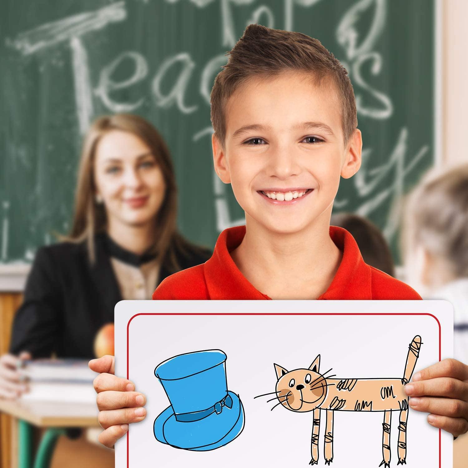 10 Pack Double Sided Whiteboards 9”x12” Story Lined Dry Erase Boards for Kids Writing Board Age 3-5 Practice Drawing Small White Board Teacher Elementary Grade 1 Kindergarten Preschool + Erasers