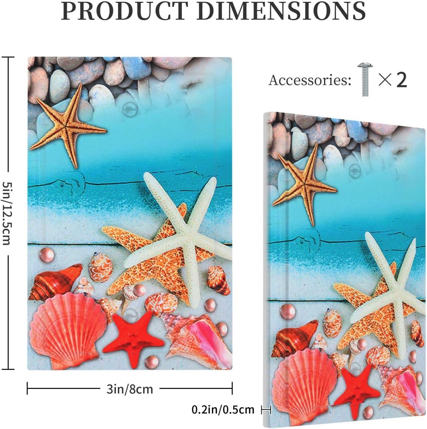 Sunyuer Sea Starfish Beach Decorative Wall Plate, 1 Gang Single Blank Outlet Cover Decorative Switch Plate for Kitchen Bathroom Bedroom, 4.5x2.76 Inch