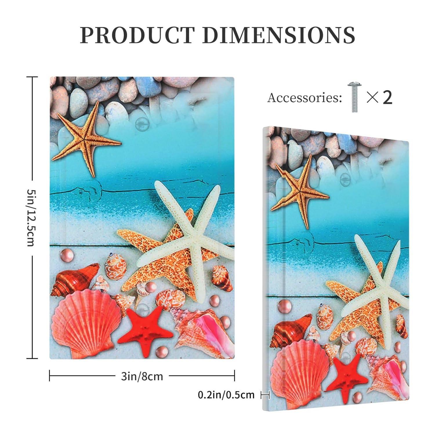 Sunyuer Sea Starfish Beach Decorative Wall Plate, 1 Gang Single Blank Outlet Cover Decorative Switch Plate for Kitchen Bathroom Bedroom, 4.5x2.76 Inch