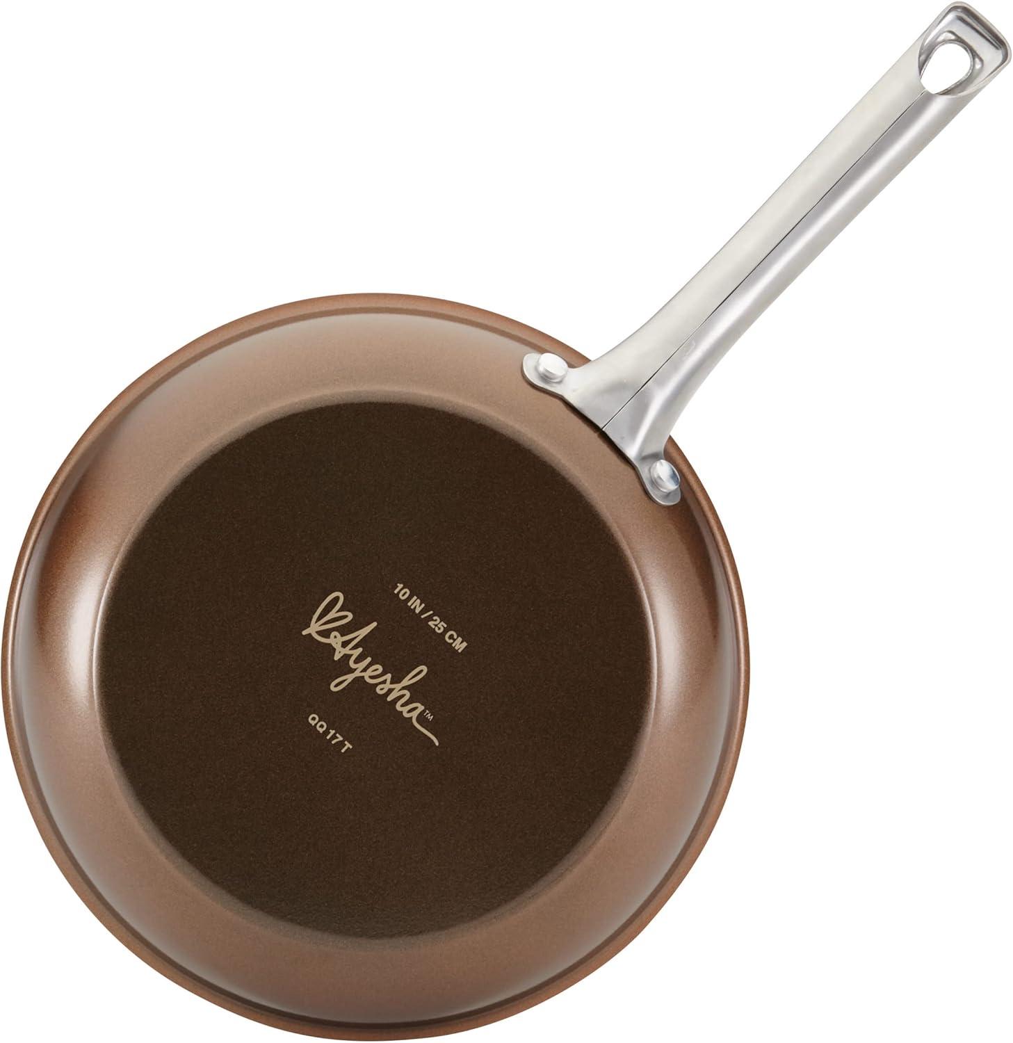 Ayesha Curry Home Collection Nonstick Cookware Pots and Pans Set, 9 Piece, Brown Sugar