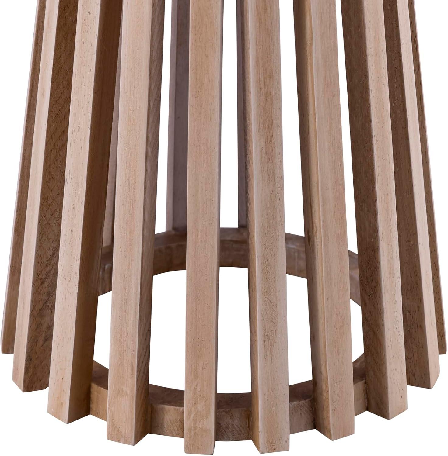 Lenan Round Light Oak and Metal Accent Table