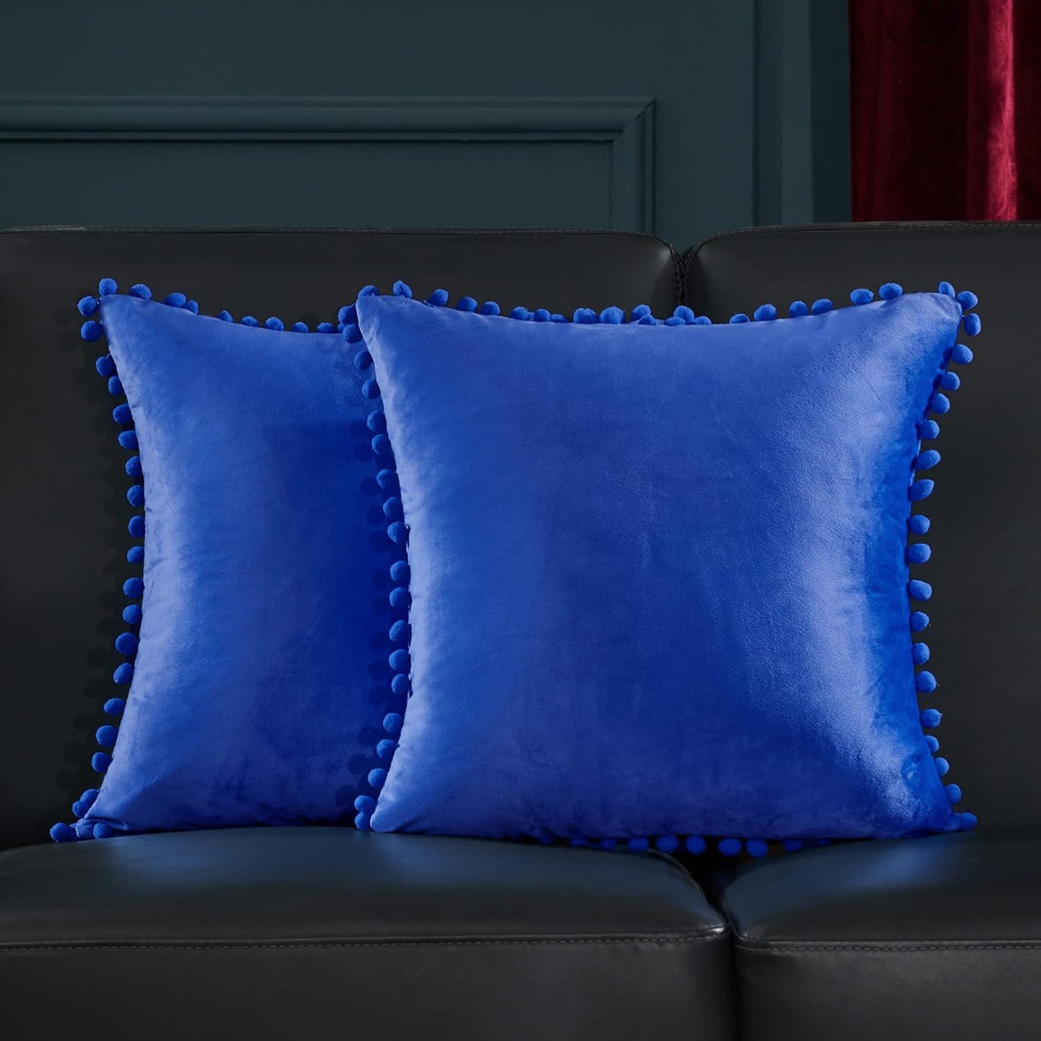 Deconovo Deconovo Pom-poms Velvet Reversible Pillow Cover (Set of 2)