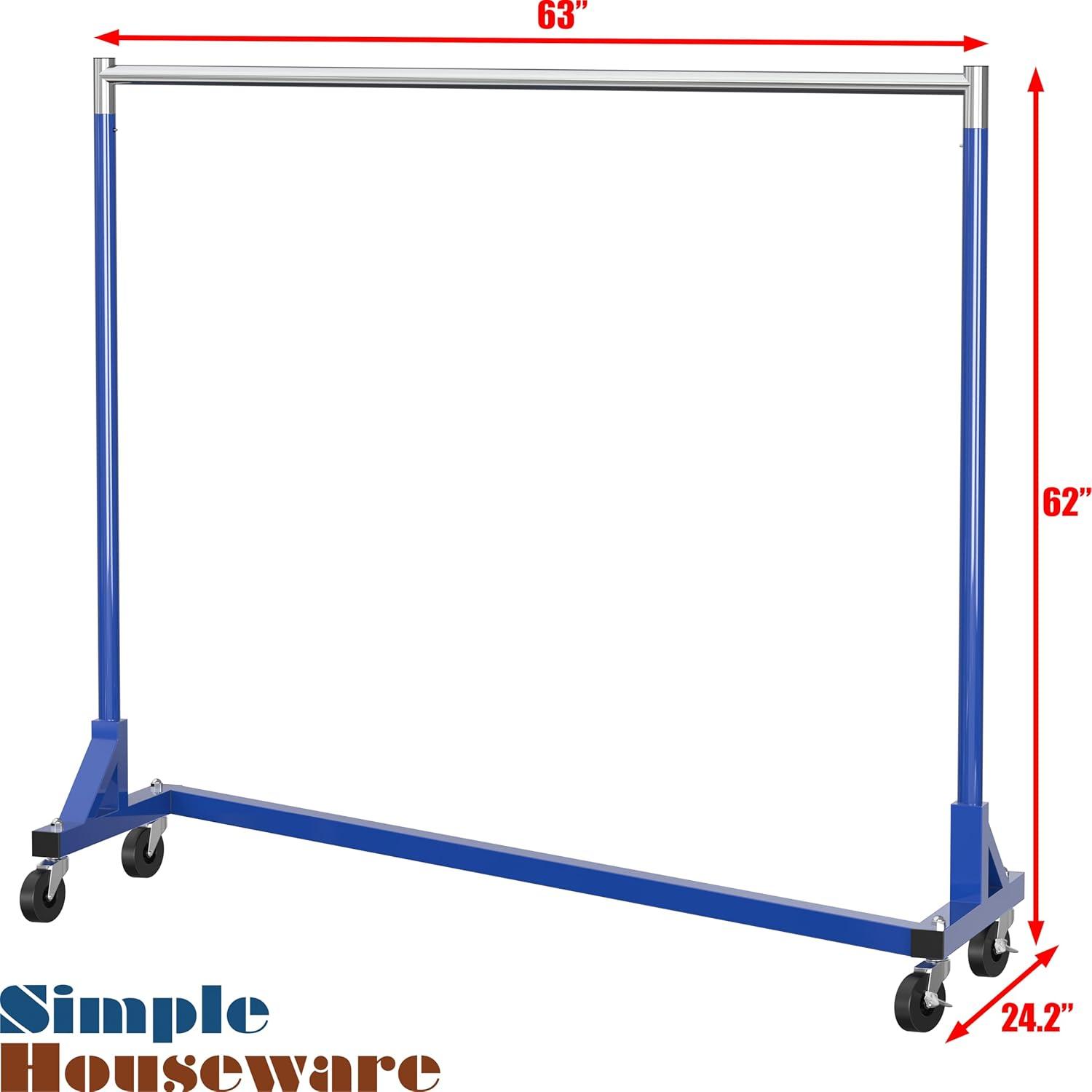 Simple Houseware Commercial Grade Z-Base Heavy Duty Clothing Rack, 400 lb Load, Blue