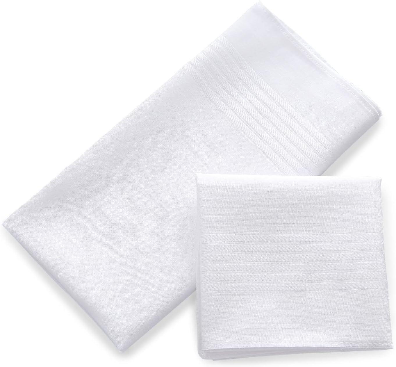 Men's White 100% Cotton Soft Finish Handkerchiefs Pocket Square Hankies